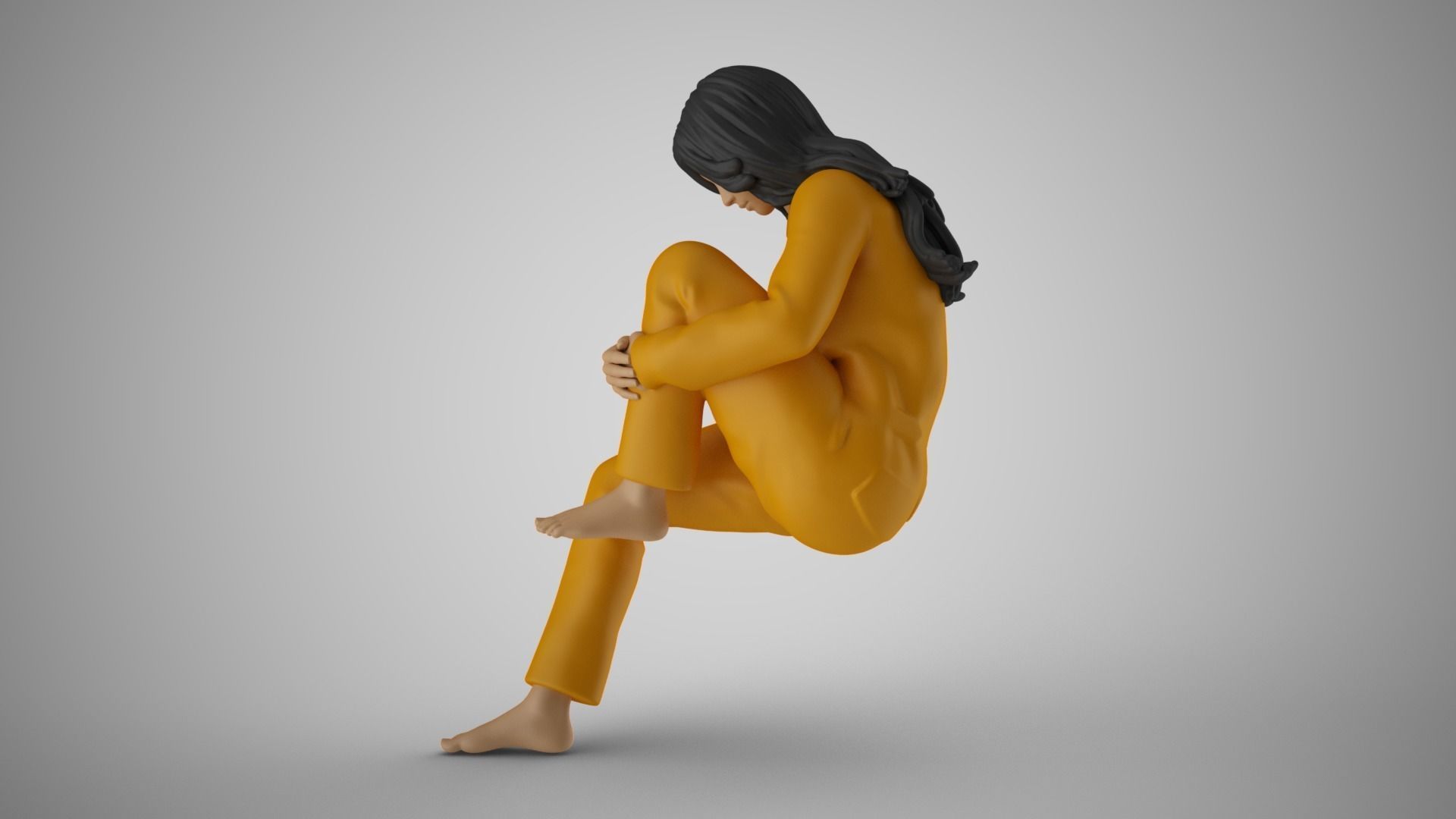 Woman in Deep Thought 3D print model_8