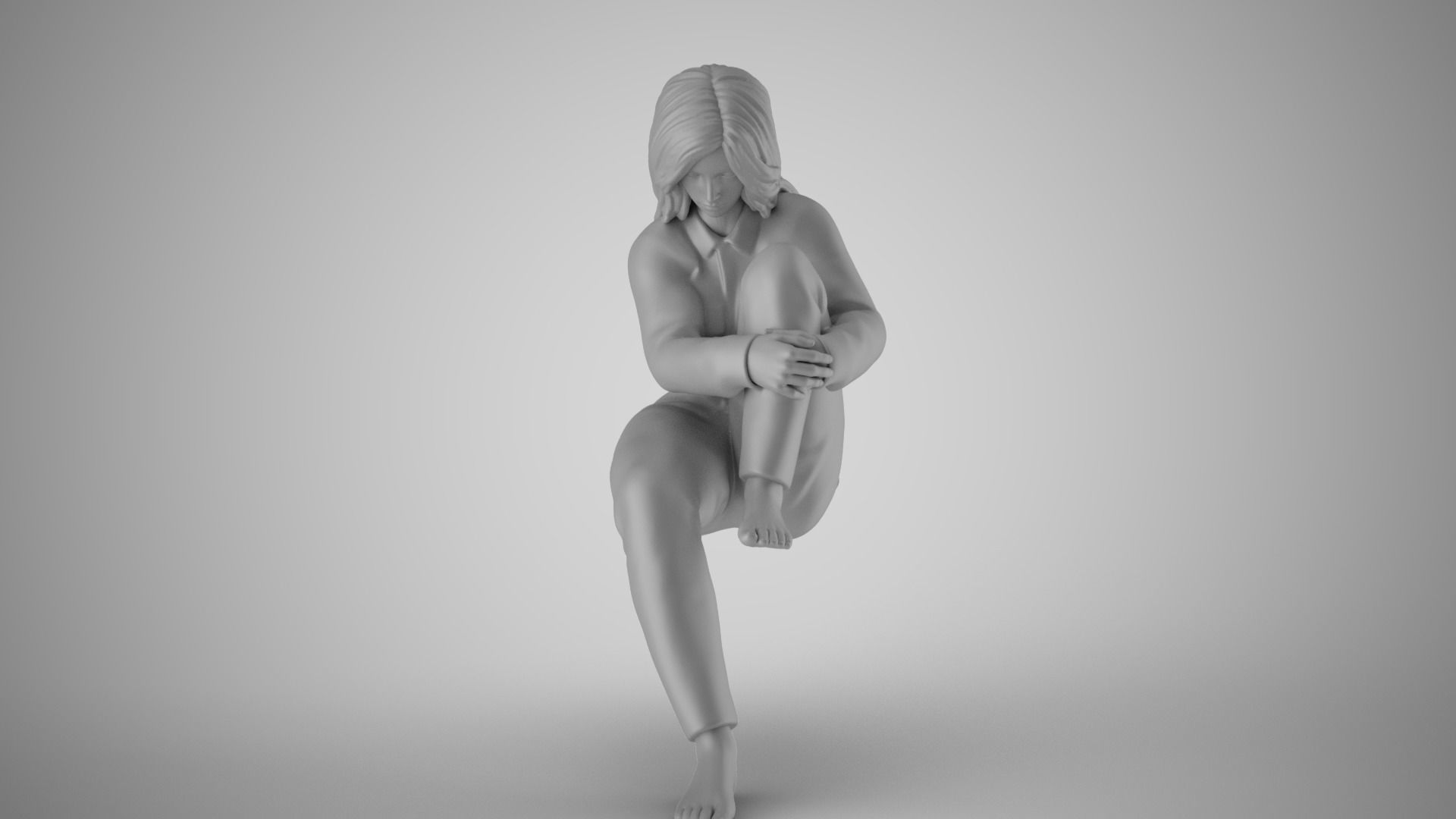 Woman in Deep Thought 3D print model_1