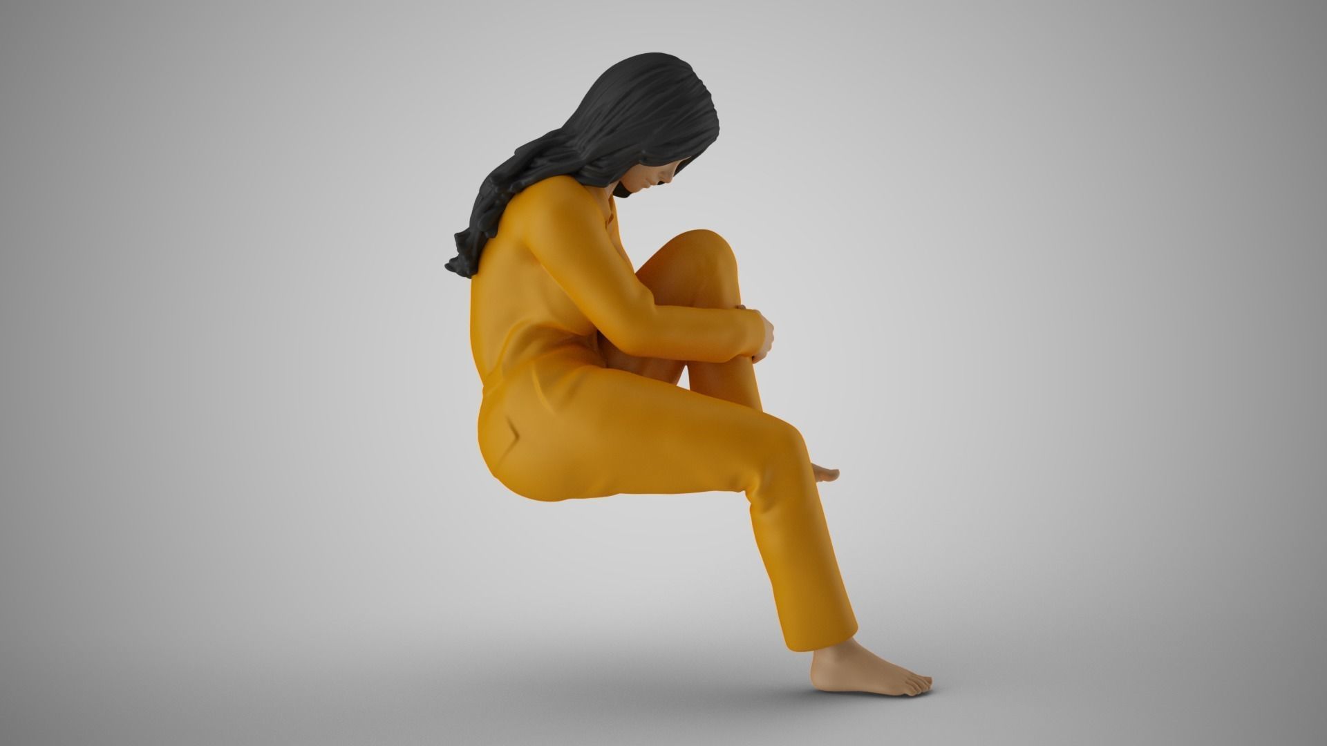Woman in Deep Thought 3D print model_4