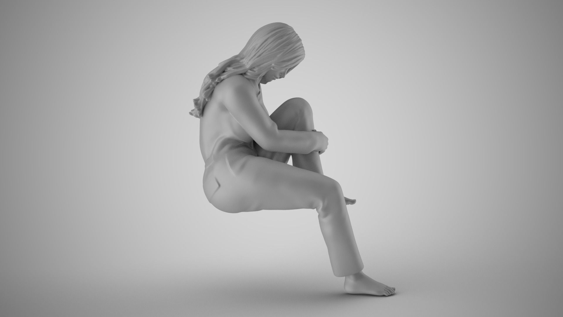 Woman in Deep Thought 3D print model_3