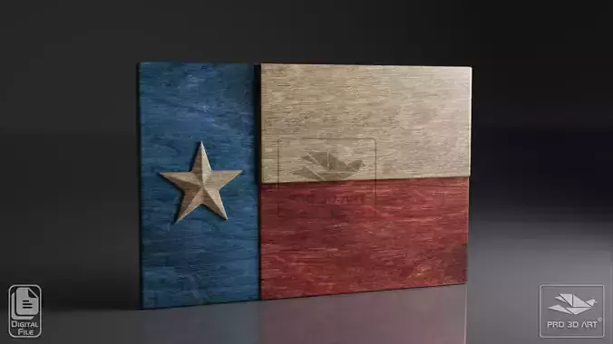 Texas Flag - CNC Files For Wood - 3D STL Model
