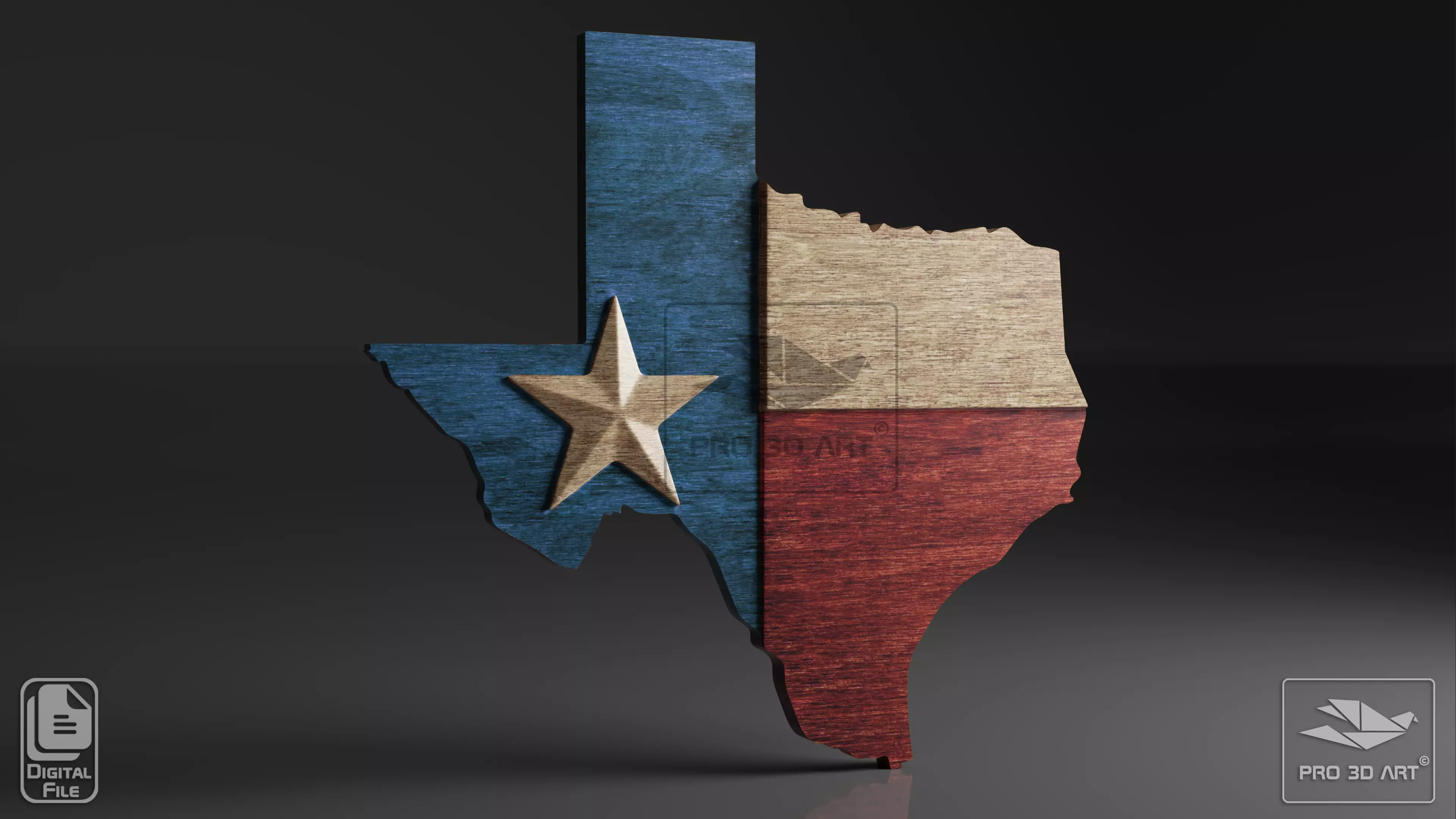 Texas Map - Flag - CNC Files For Wood - 3D STL Model 3D model_0