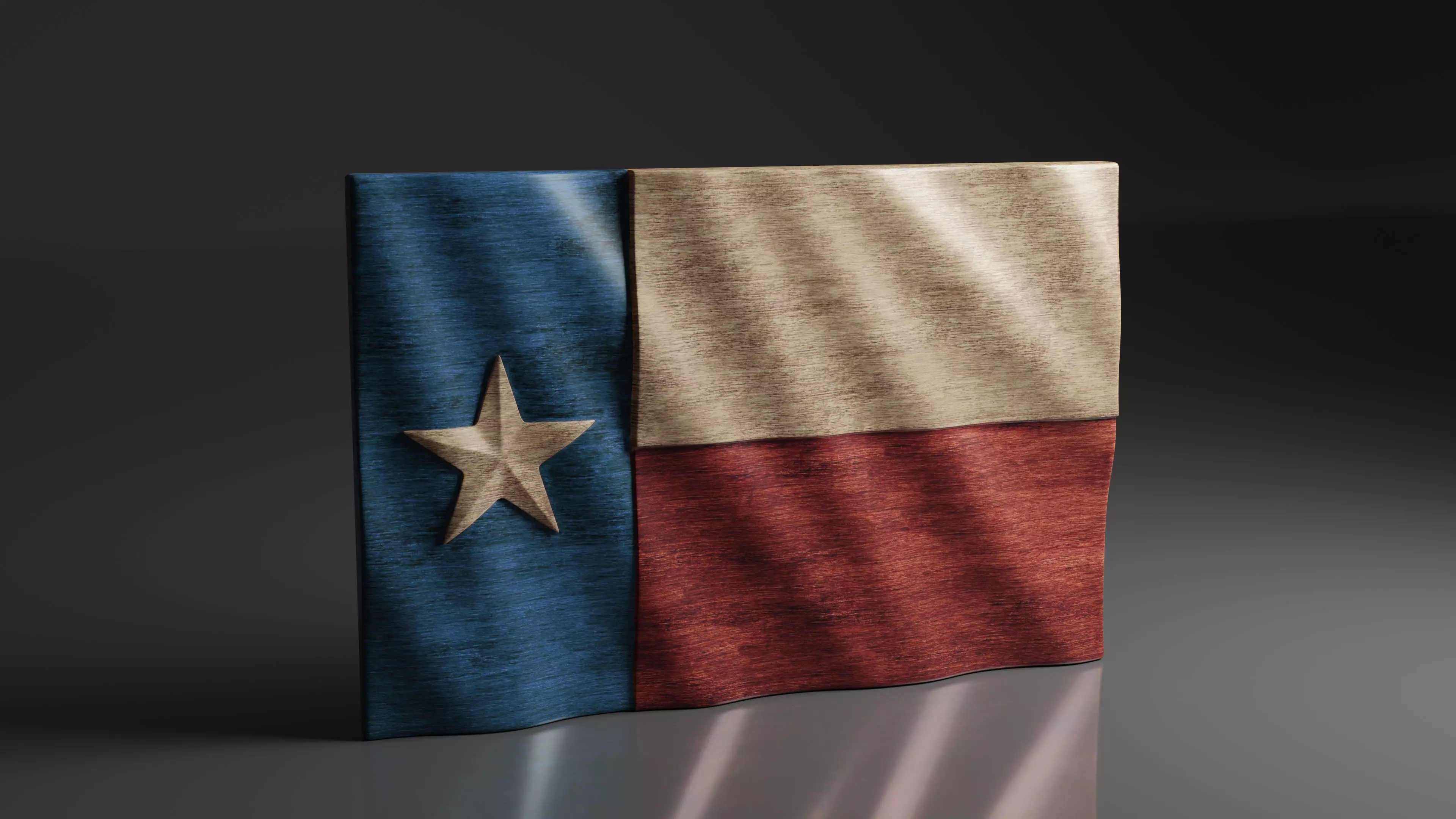 Texas Wavy Flag - CNC Files For Wood - 3D STL Model 3D model_0