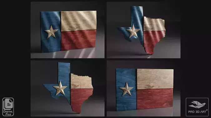 Texas Flag and Map Pack - CNC Files For Wood - 3D STL Models