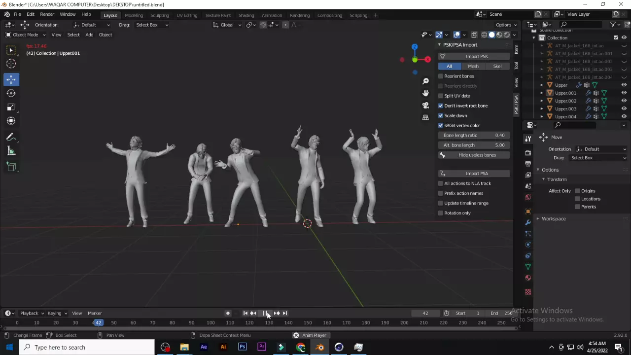 PUBG EMOTE PACK 2 INGAME EMOTE PSA PSK FORMATE 3D model_0