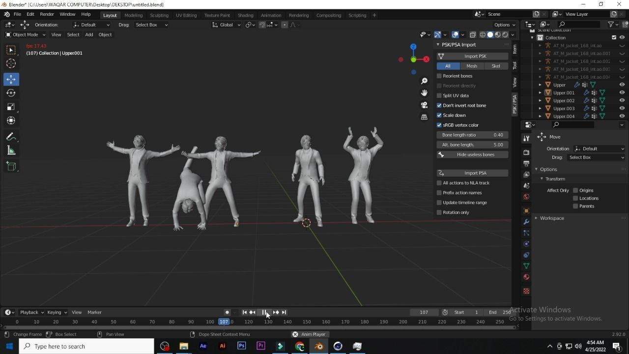 PUBG EMOTE PACK 2 INGAME EMOTE PSA PSK FORMATE 3D model_1