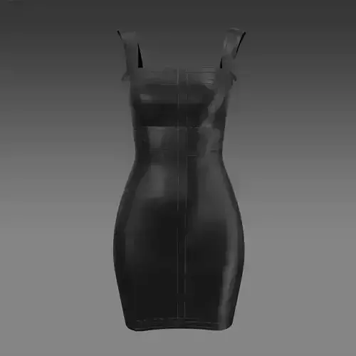 LEATHER COLOR BLACK DRESS CORSET DRESS LOOK