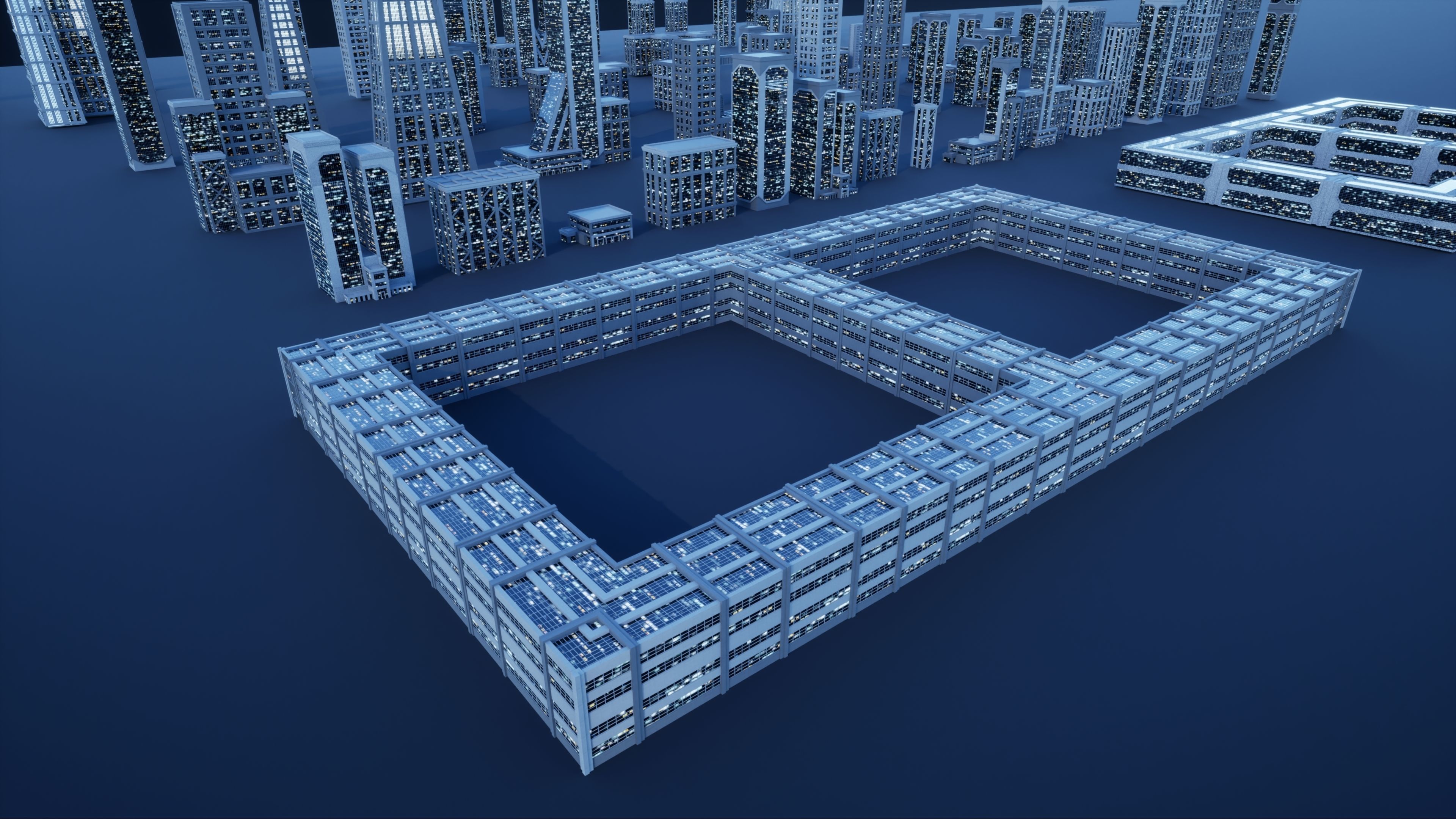 50 City Buildings Scifi Kitbash Set Low-poly 3D model_3