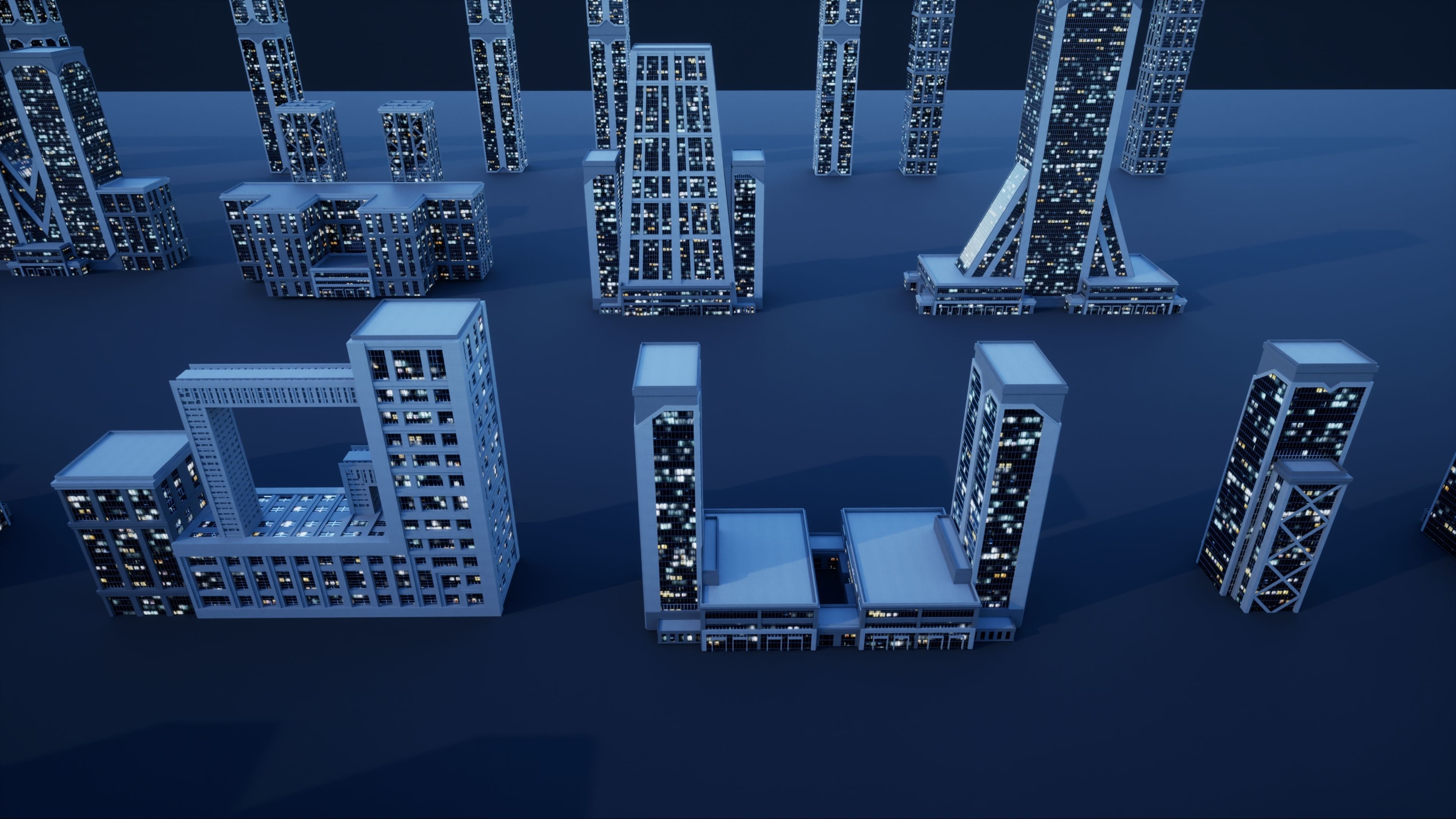 50 City Buildings Scifi Kitbash Set Low-poly 3D model_10