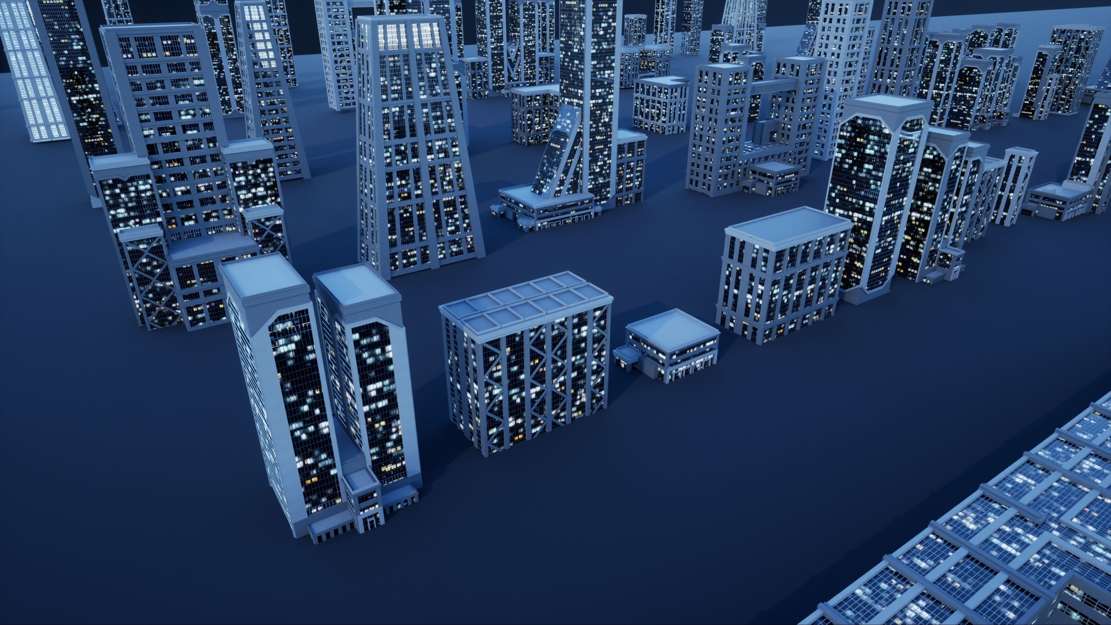 50 City Buildings Scifi Kitbash Set Low-poly 3D model_6