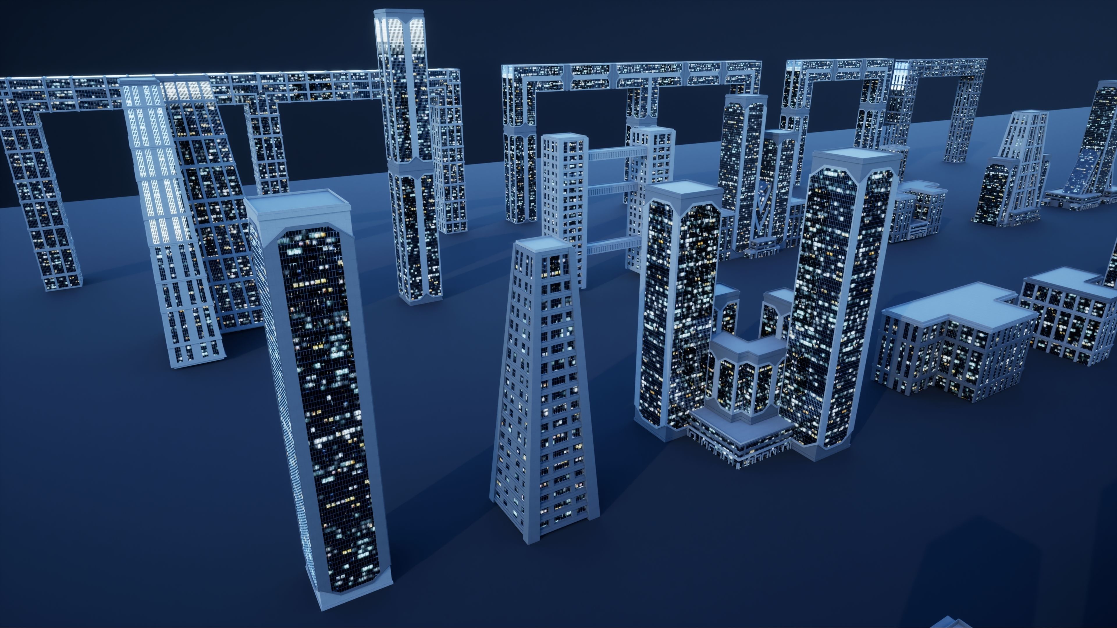 50 City Buildings Scifi Kitbash Set Low-poly 3D model_11