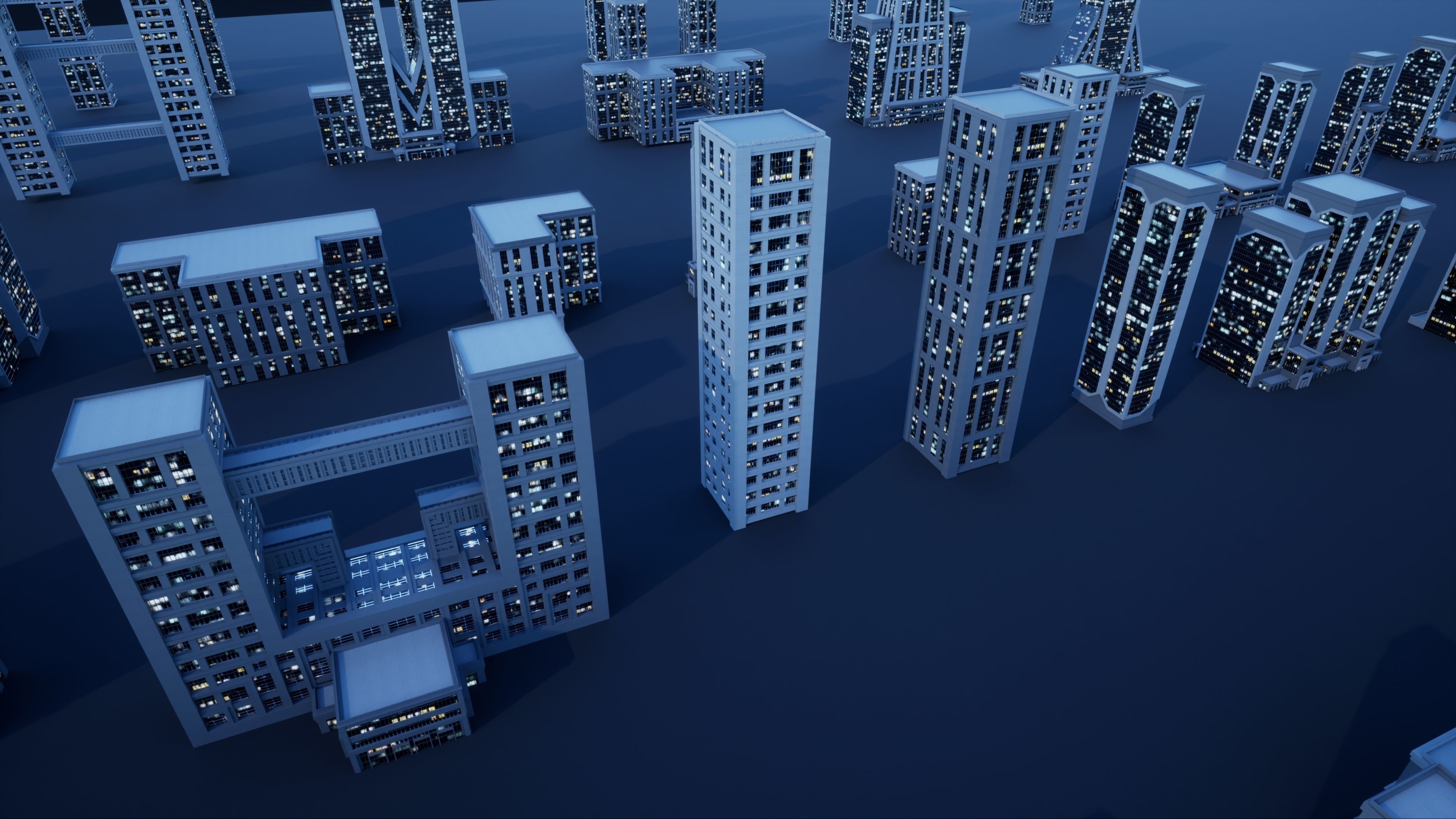 50 City Buildings Scifi Kitbash Set Low-poly 3D model_8