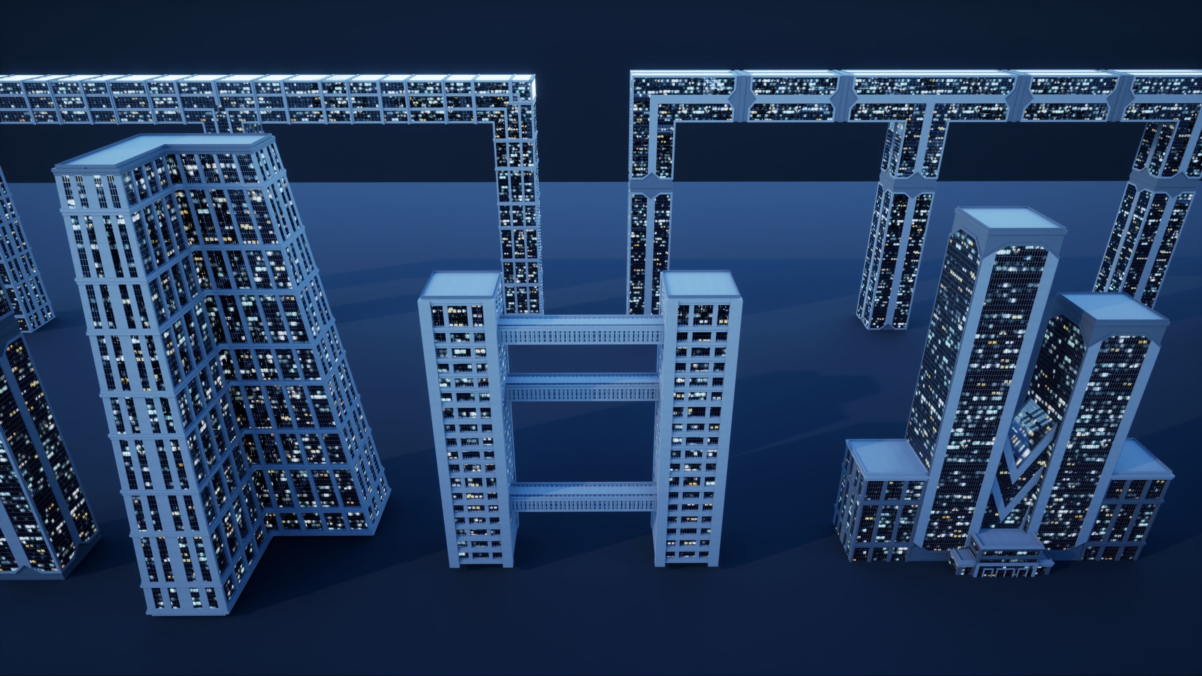 50 City Buildings Scifi Kitbash Set Low-poly 3D model_1