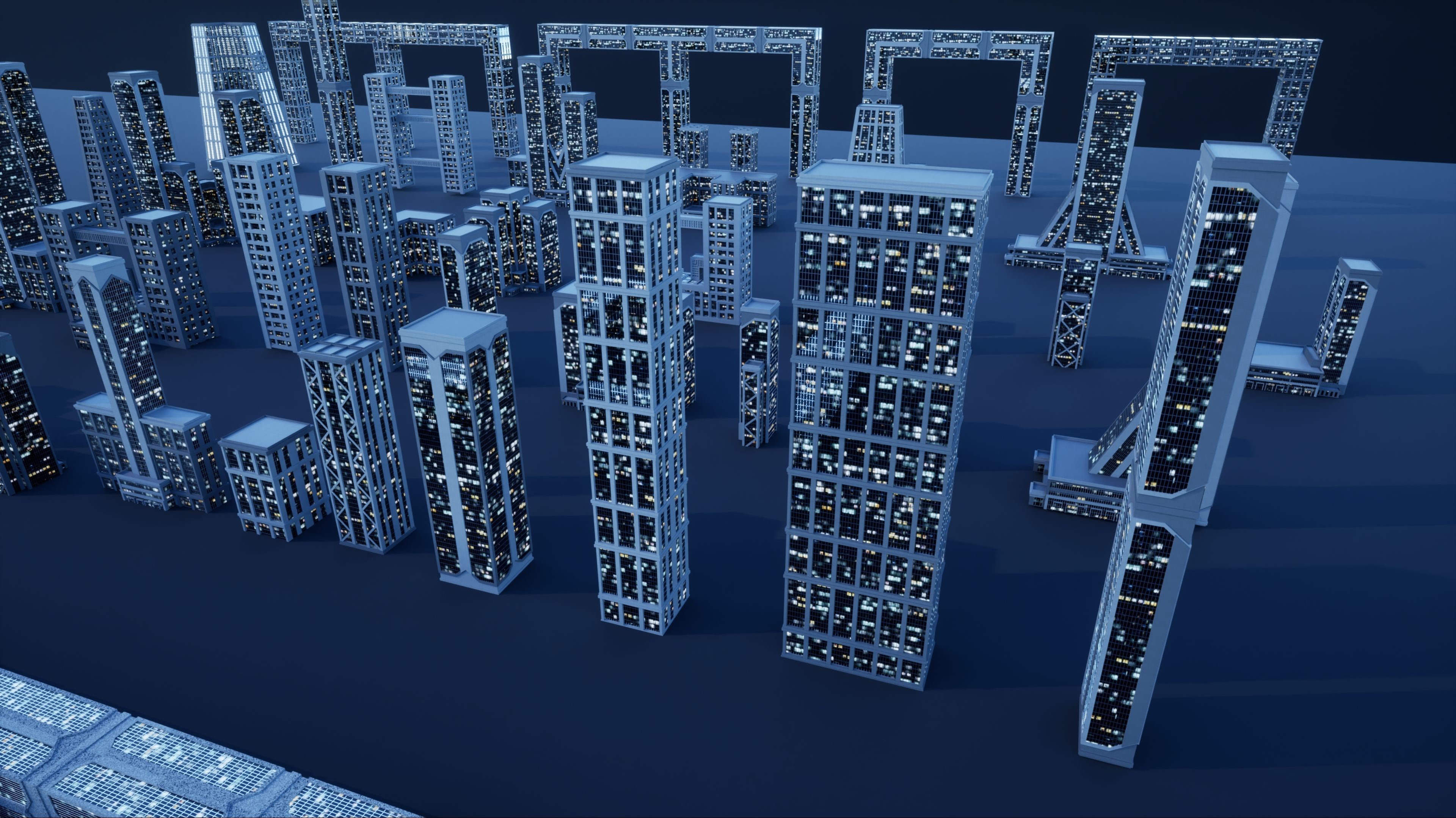 50 City Buildings Scifi Kitbash Set Low-poly 3D model_4