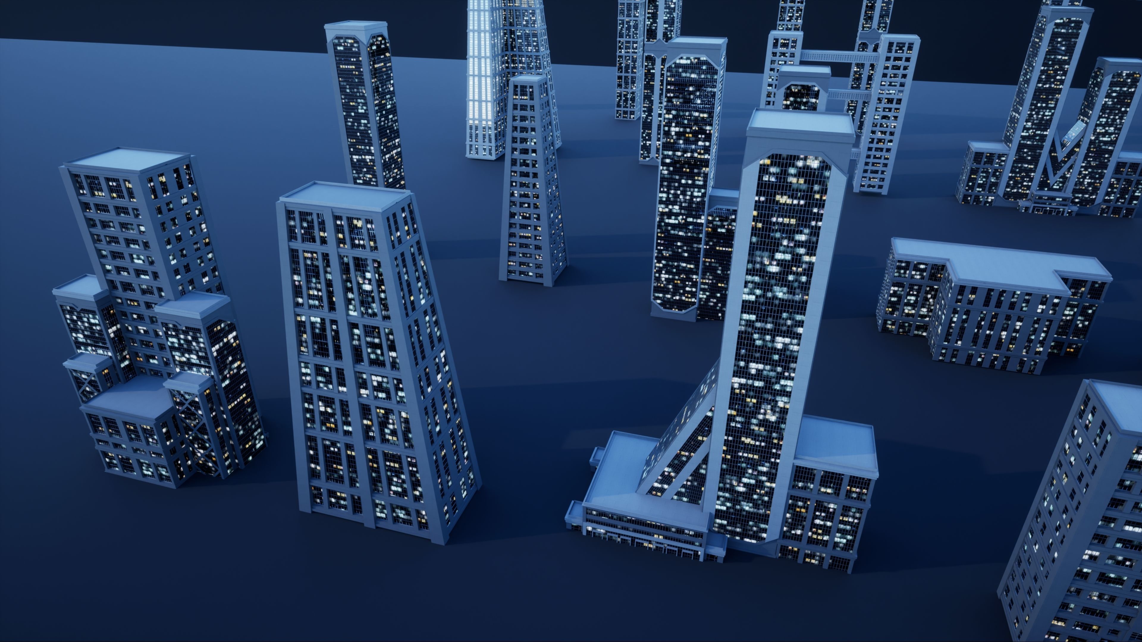 50 City Buildings Scifi Kitbash Set Low-poly 3D model_7