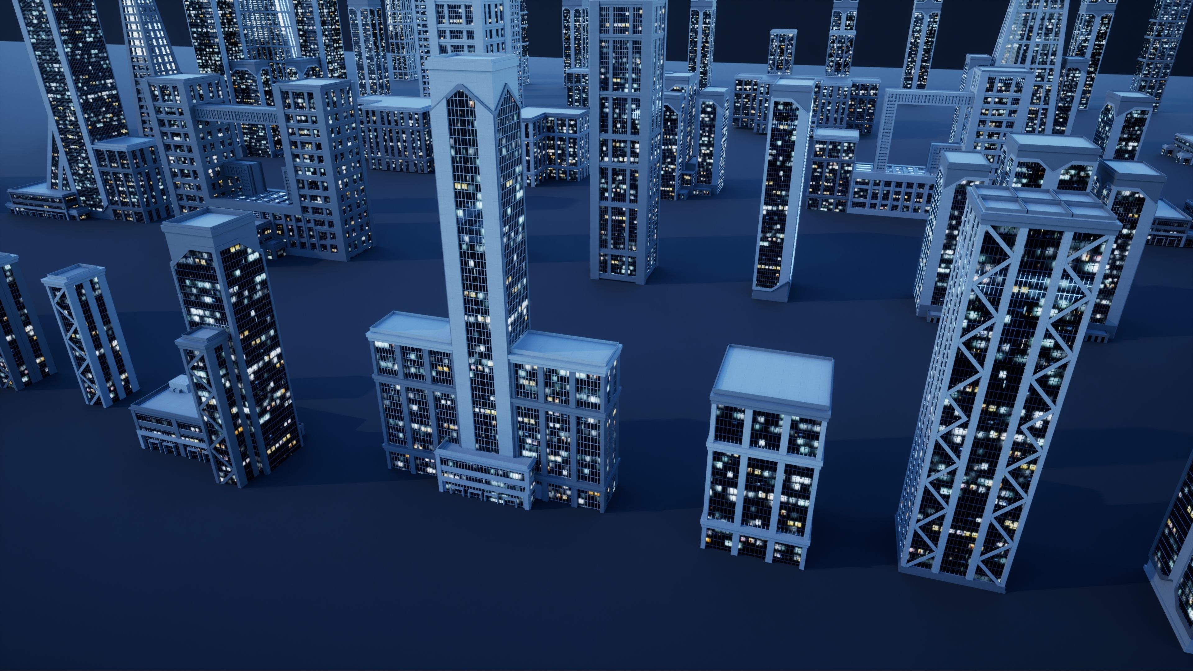 50 City Buildings Scifi Kitbash Set Low-poly 3D model_5