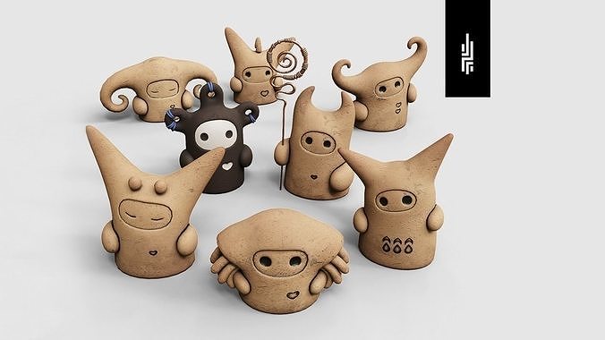 Tribu Figurines Low-poly 3D model