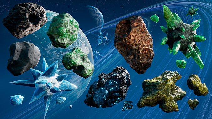 Asteroid Mega Pack - UE4 FBX Low-poly 3D model