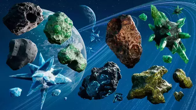 Asteroid Mega Pack - UE4 FBX Low-poly 3D model