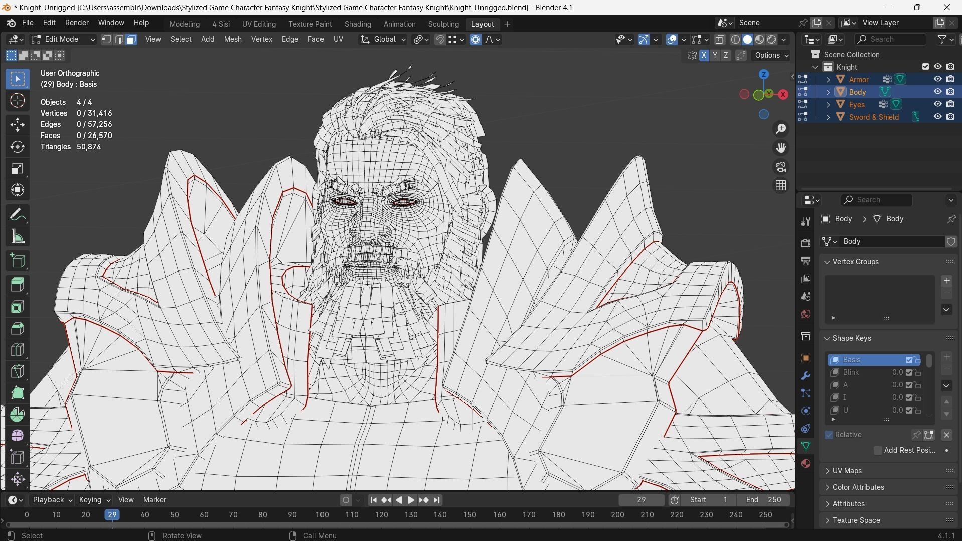 Low poly - Stylized Game Character Fantasy Knight  Low-poly 3D model_4