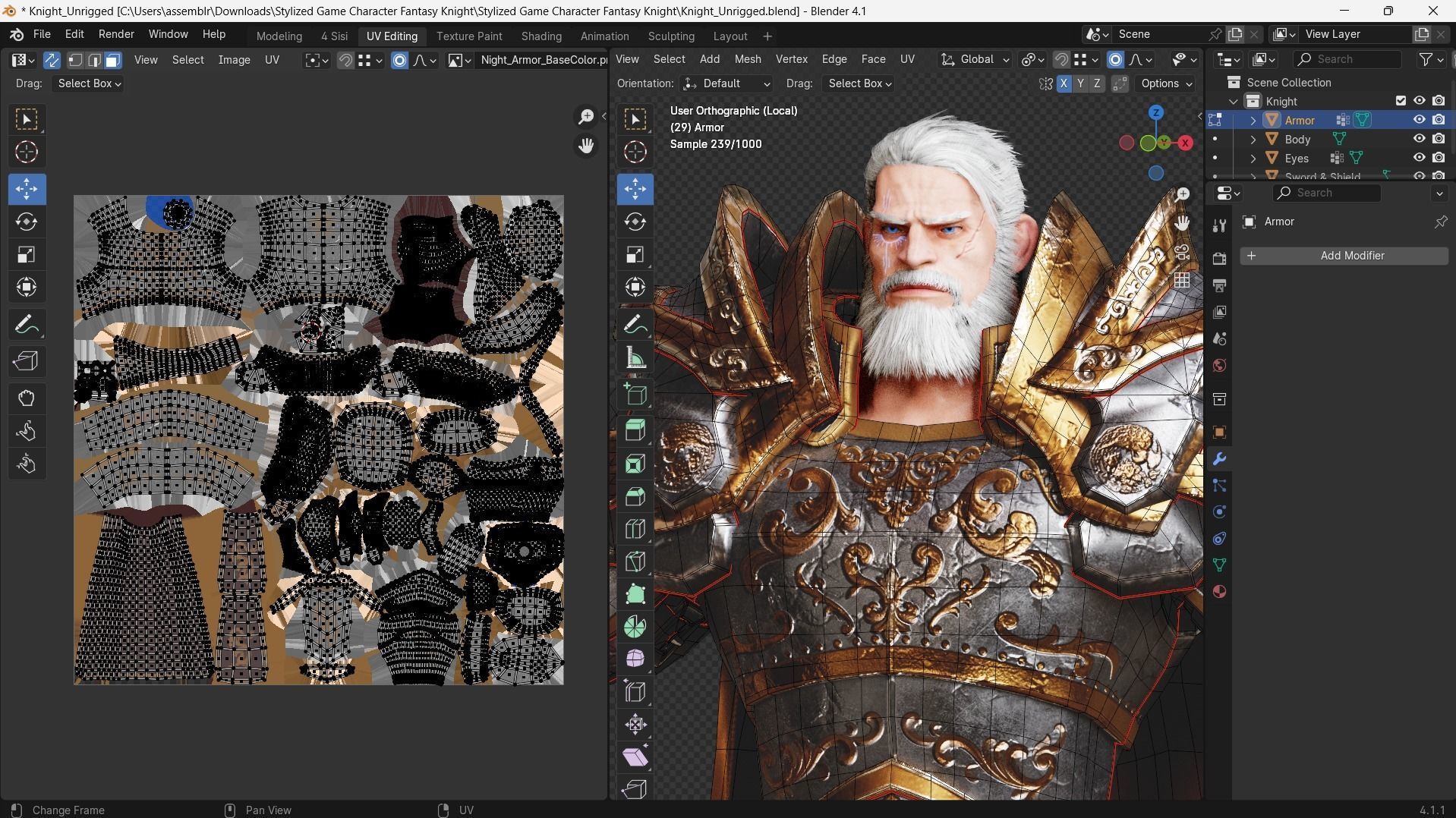 Low poly - Stylized Game Character Fantasy Knight  Low-poly 3D model_7