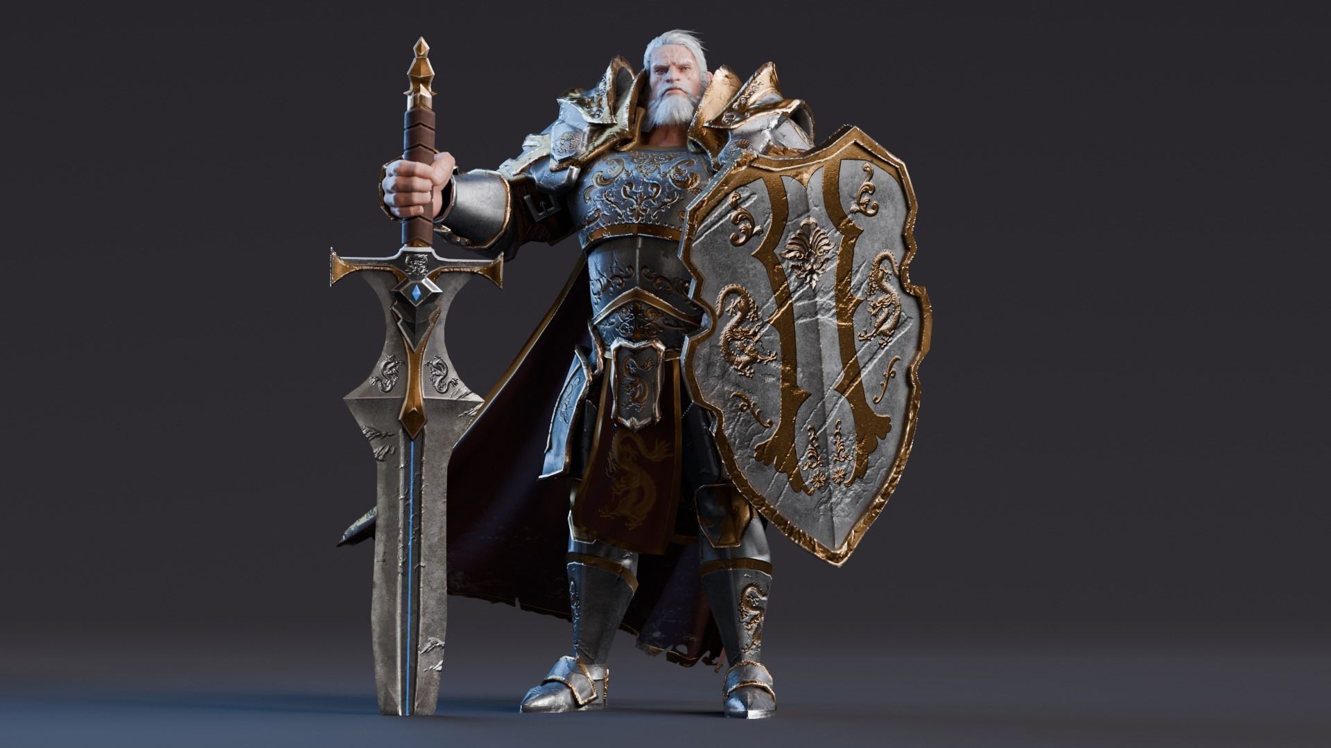 Low poly - Stylized Game Character Fantasy Knight  Low-poly 3D model_1