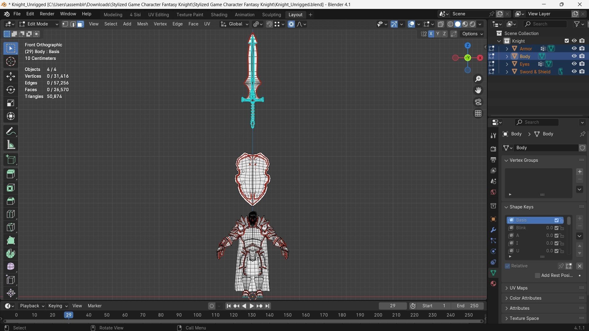 Low poly - Stylized Game Character Fantasy Knight  Low-poly 3D model_5