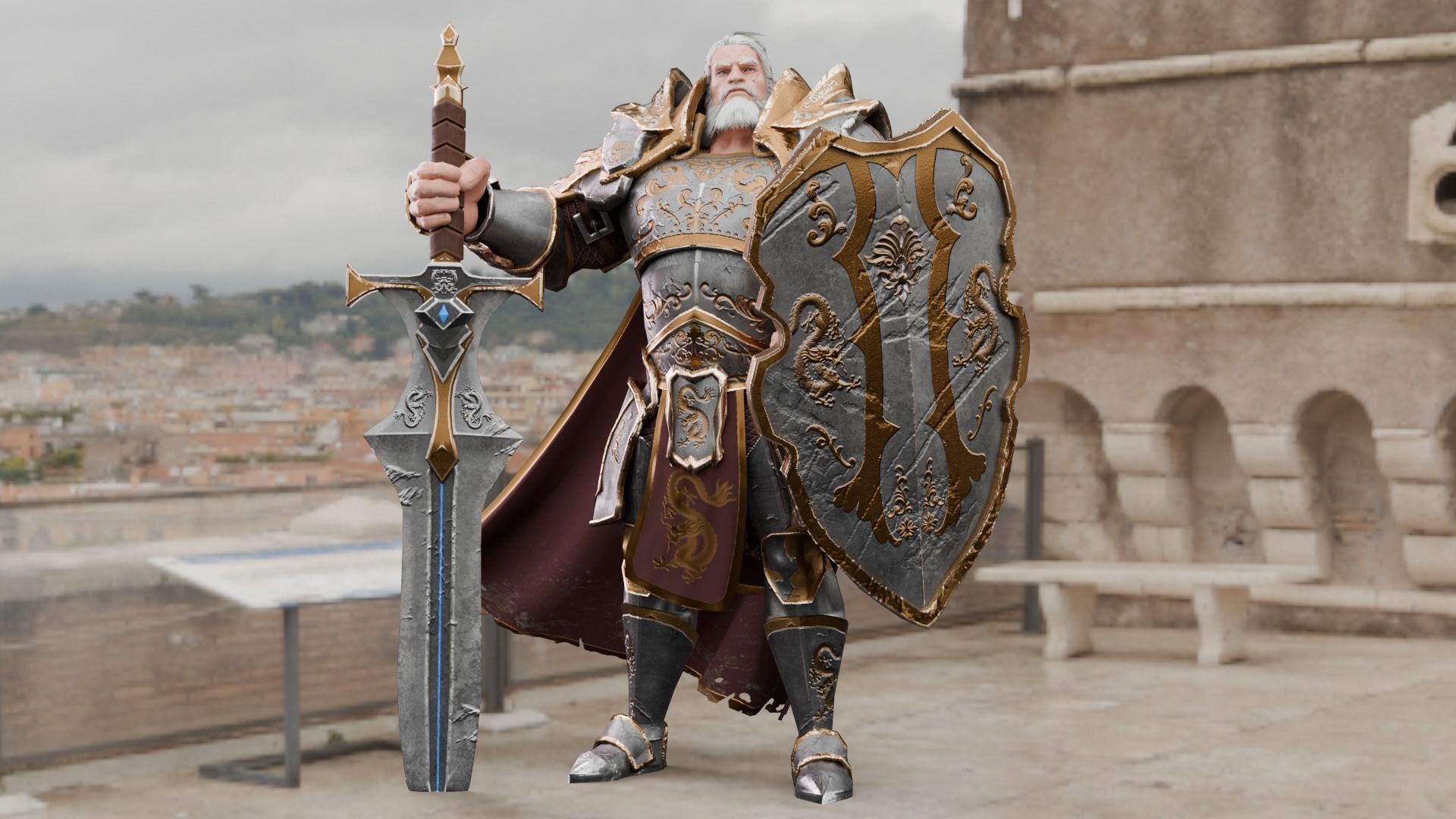 Low poly - Stylized Game Character Fantasy Knight  Low-poly 3D model_10