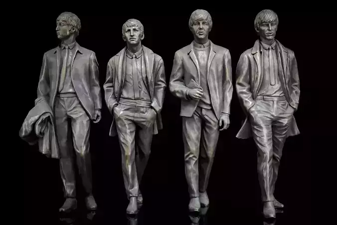 The Beatles statues 3D model
