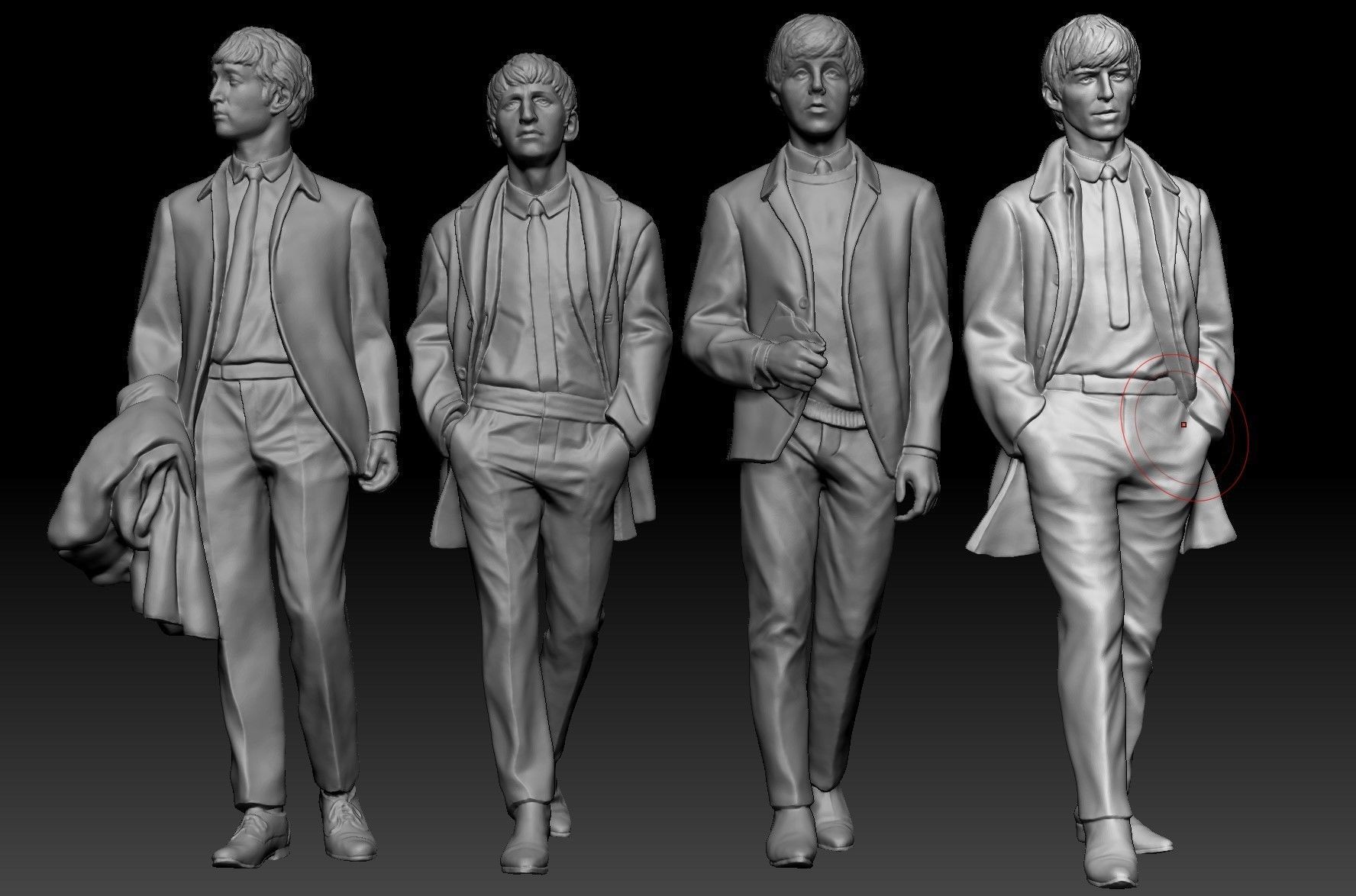 The Beatles statues 3D model_6