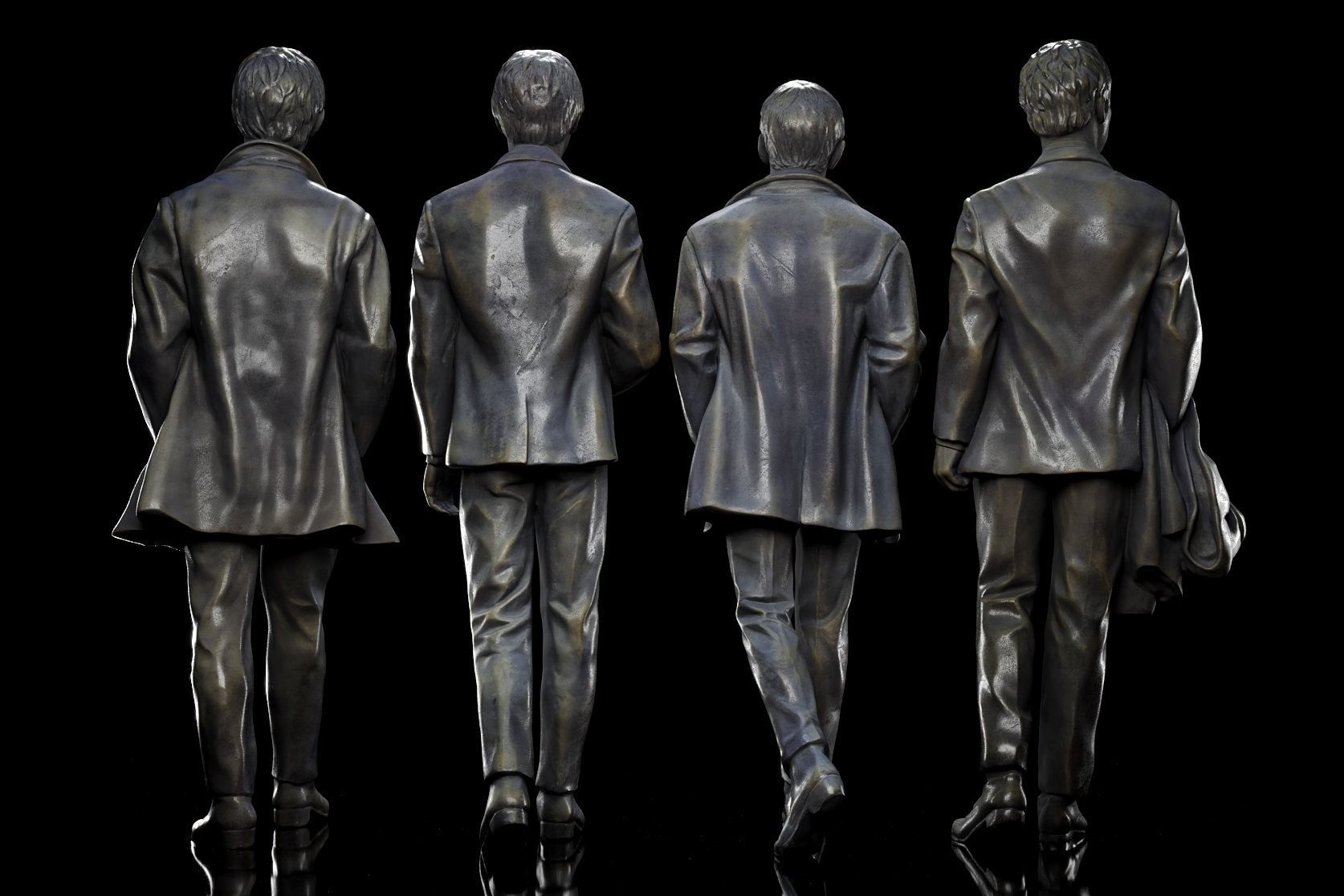 The Beatles statues 3D model_3