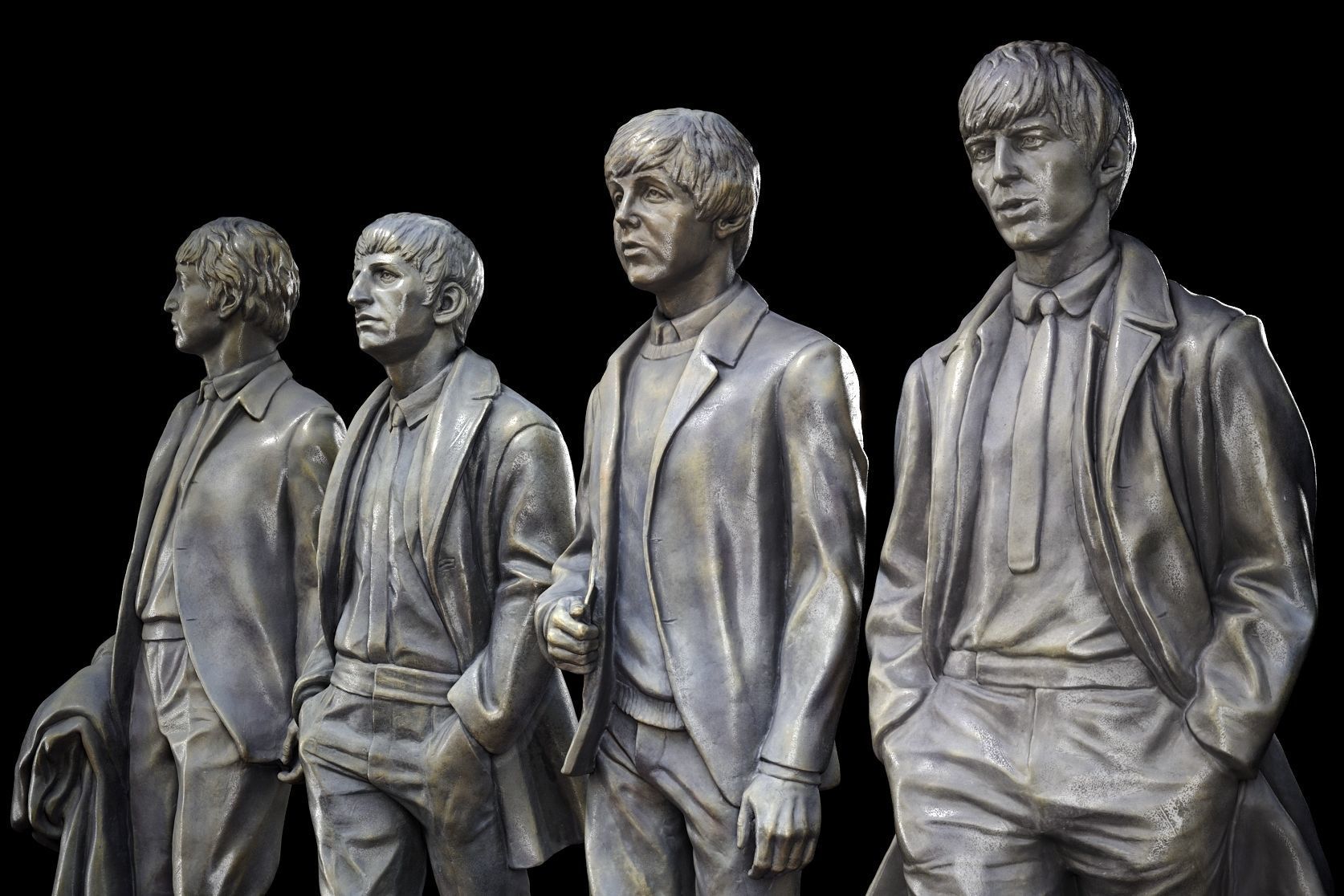 The Beatles statues 3D model_4