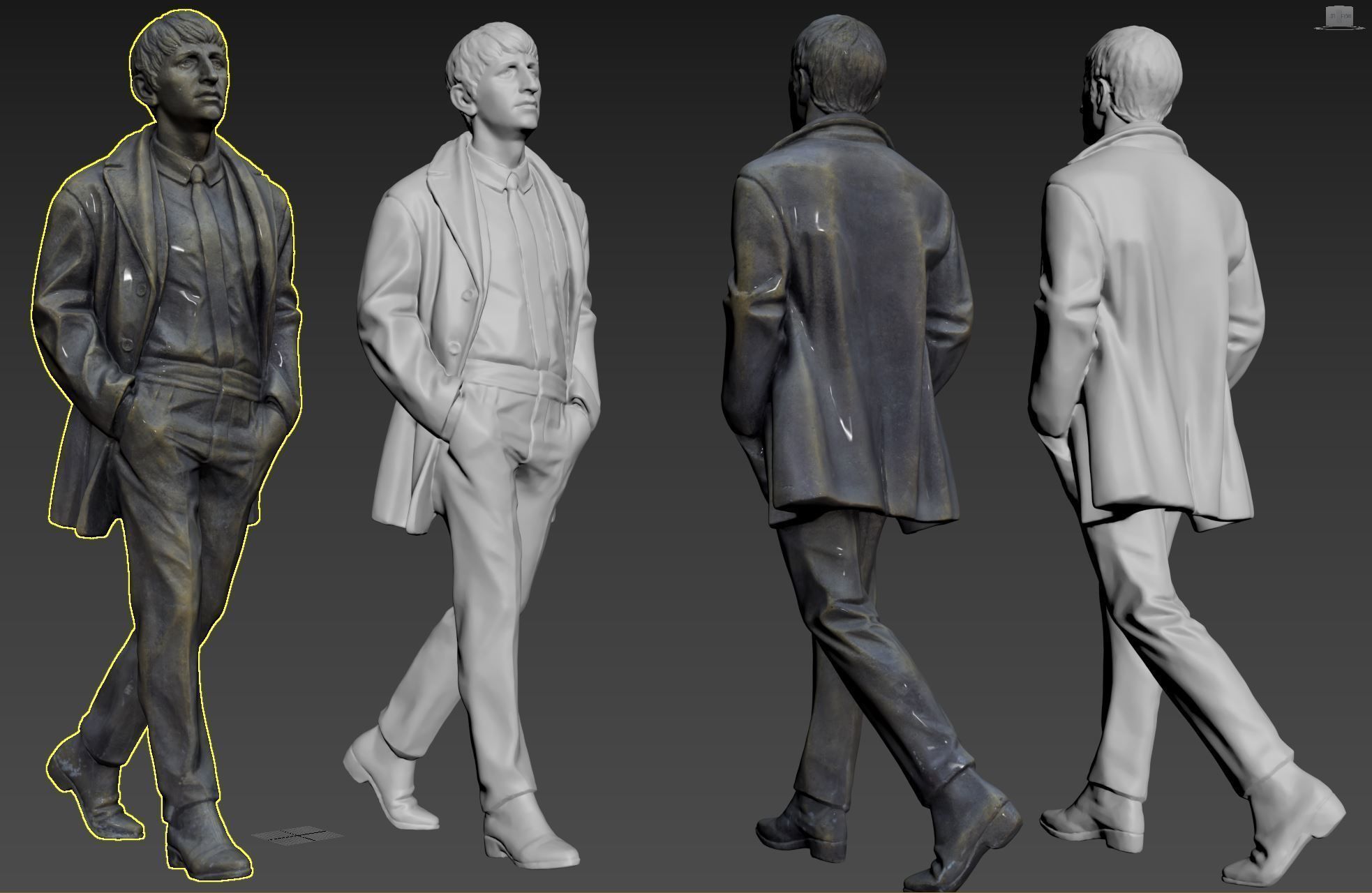 The Beatles statues 3D model_5