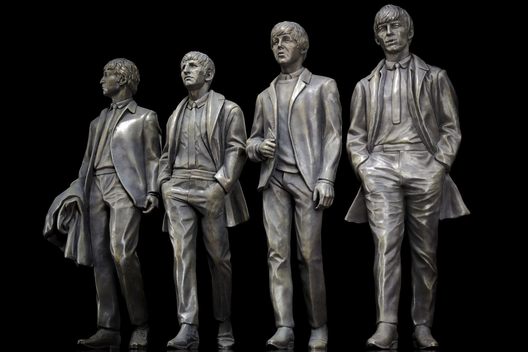 The Beatles statues 3D model_2