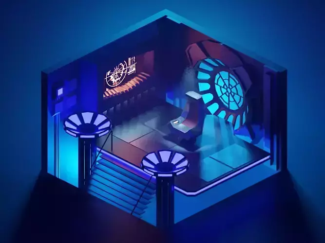 Throne low poly model render in blender