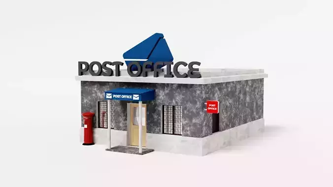 Post Office 3D Model - Simple Post Office Game Asset 3D model