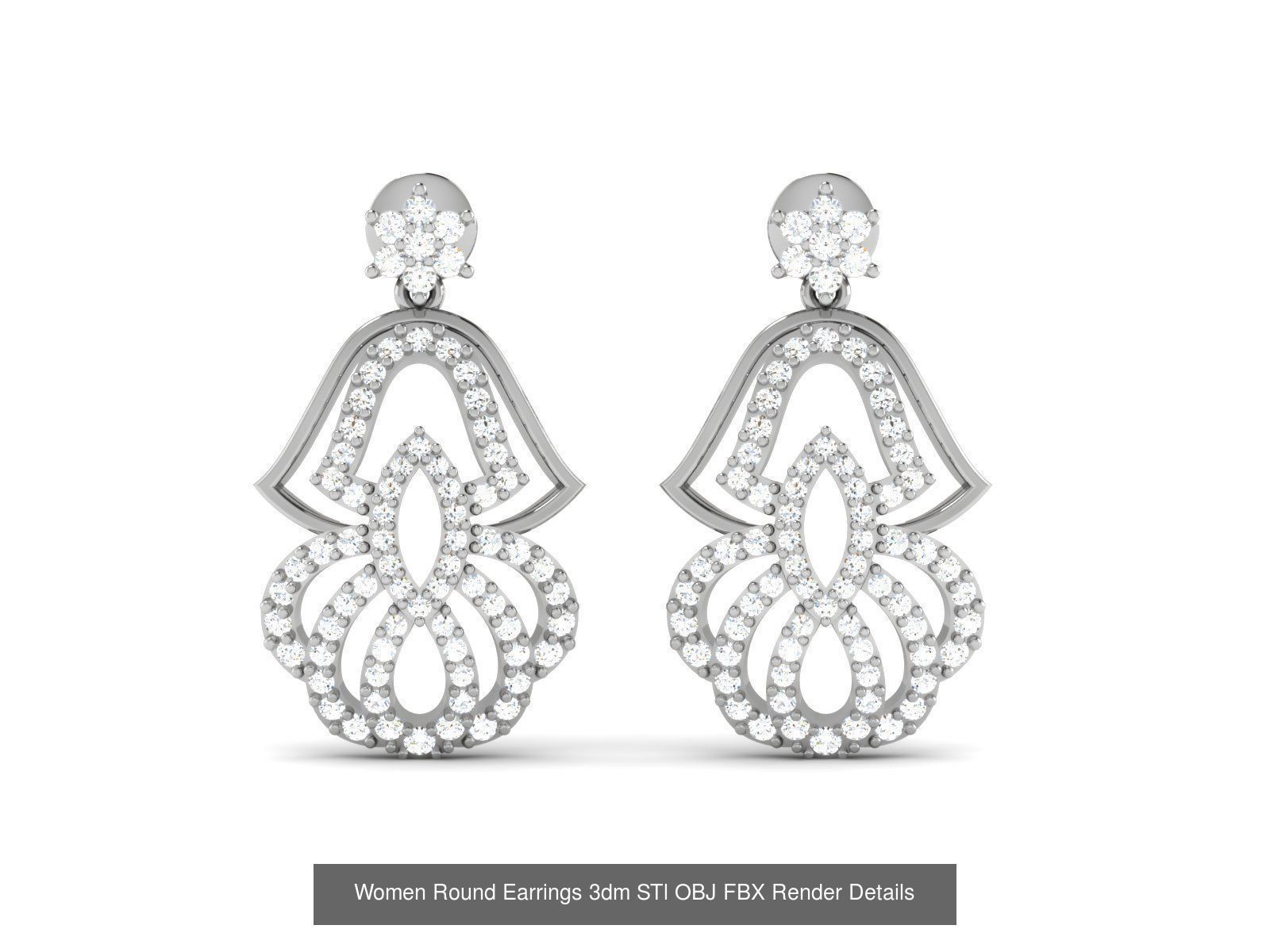 125 Drops Earrings 3dm STL FBX OBJ Detail Bulk Collection _121