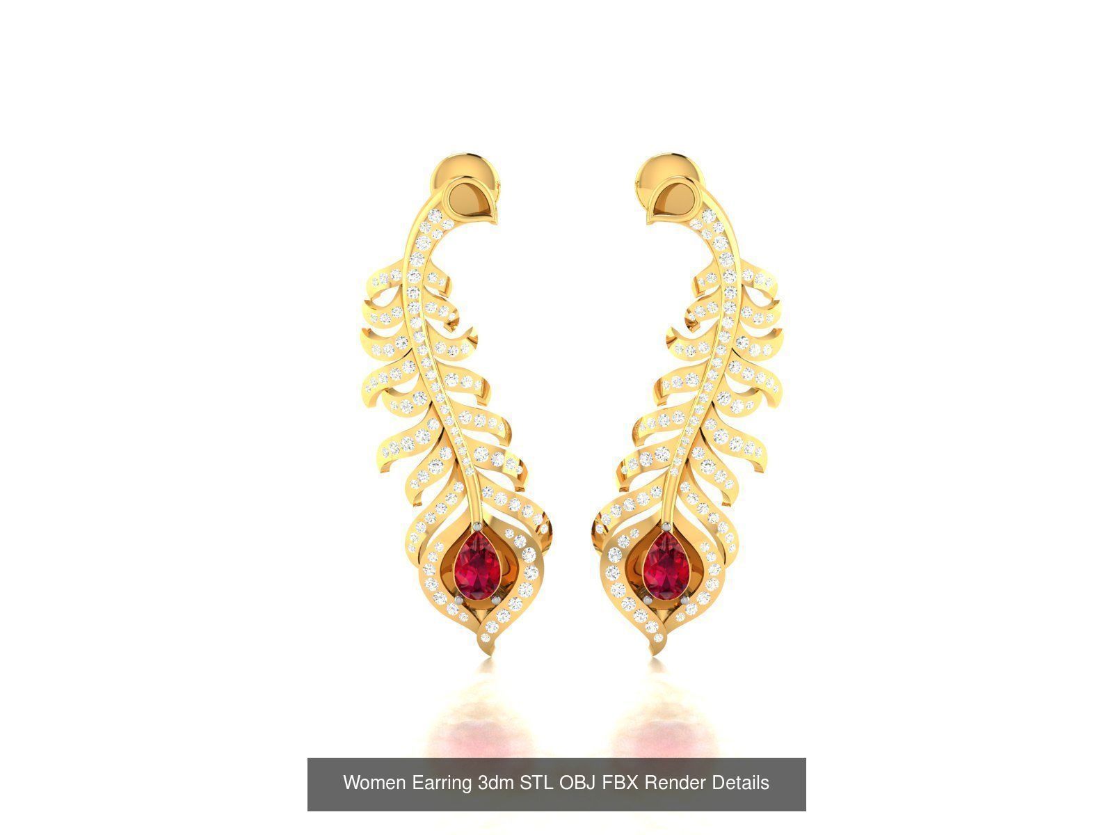 125 Drops Earrings 3dm STL FBX OBJ Detail Bulk Collection _141