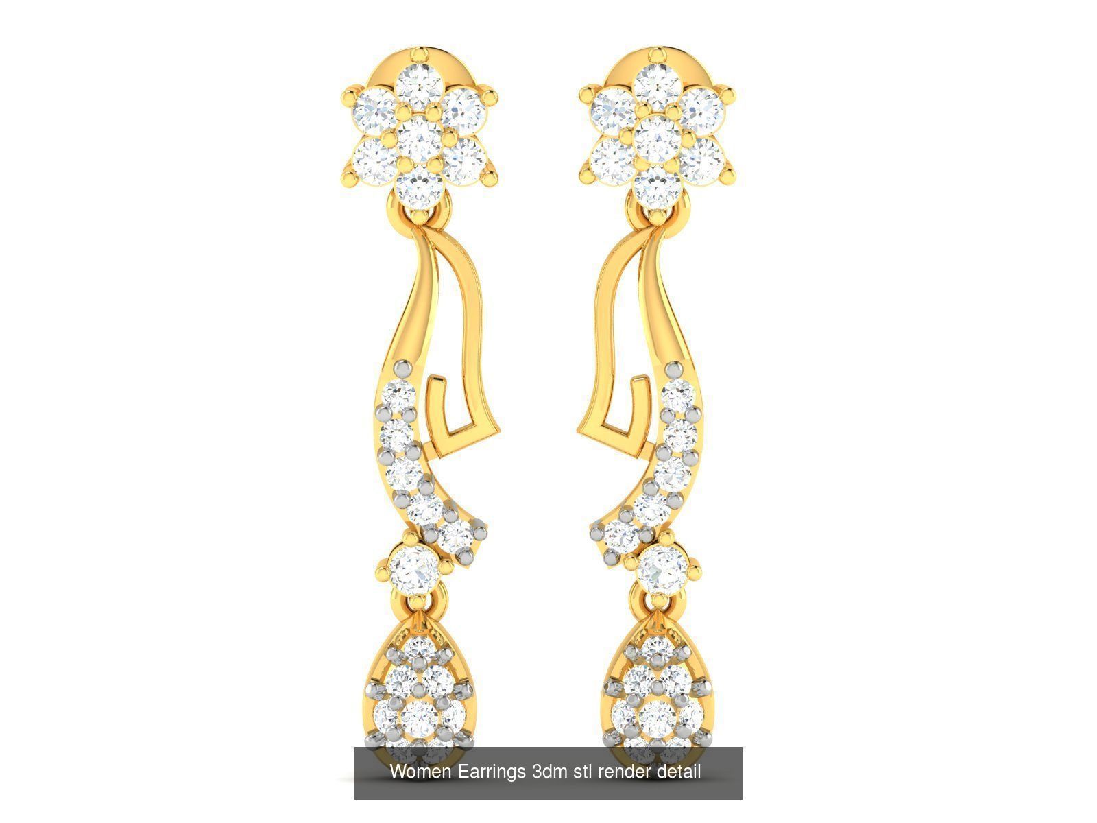 125 Drops Earrings 3dm STL FBX OBJ Detail Bulk Collection _107