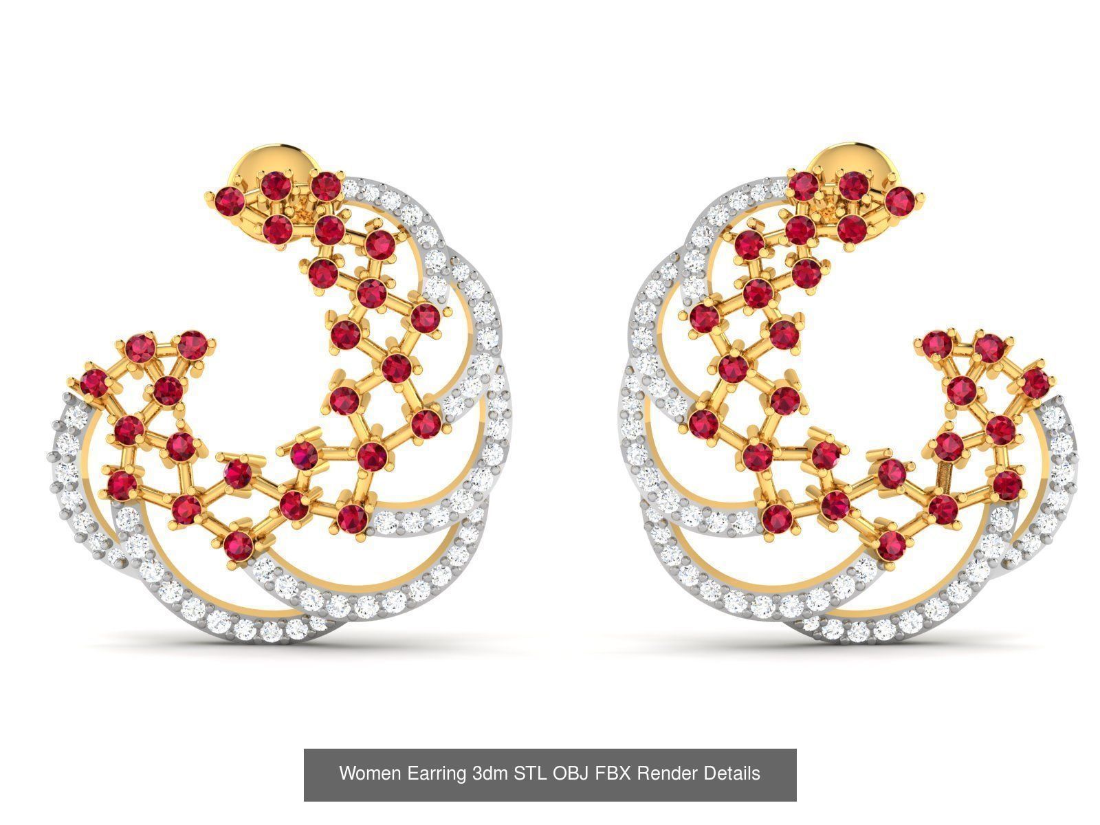 125 Drops Earrings 3dm STL FBX OBJ Detail Bulk Collection _144