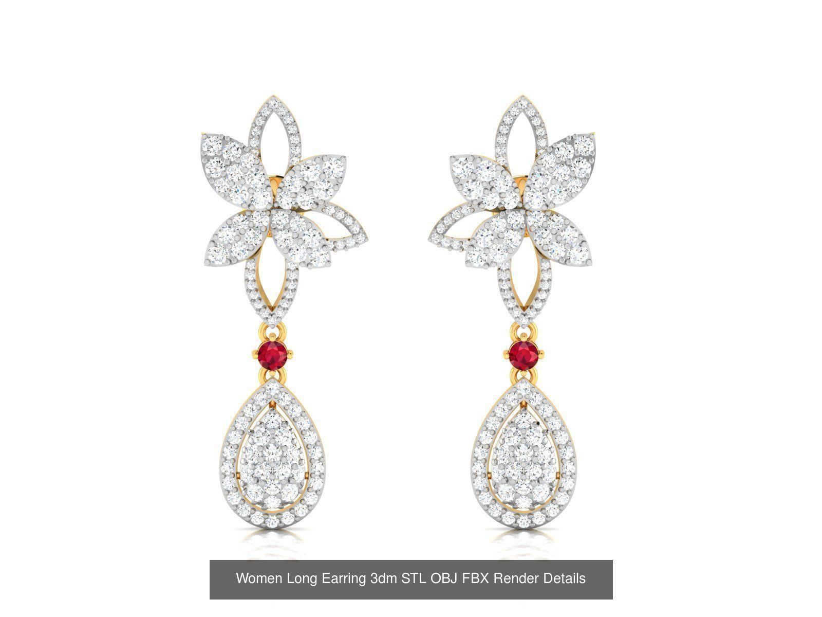 125 Drops Earrings 3dm STL FBX OBJ Detail Bulk Collection _143