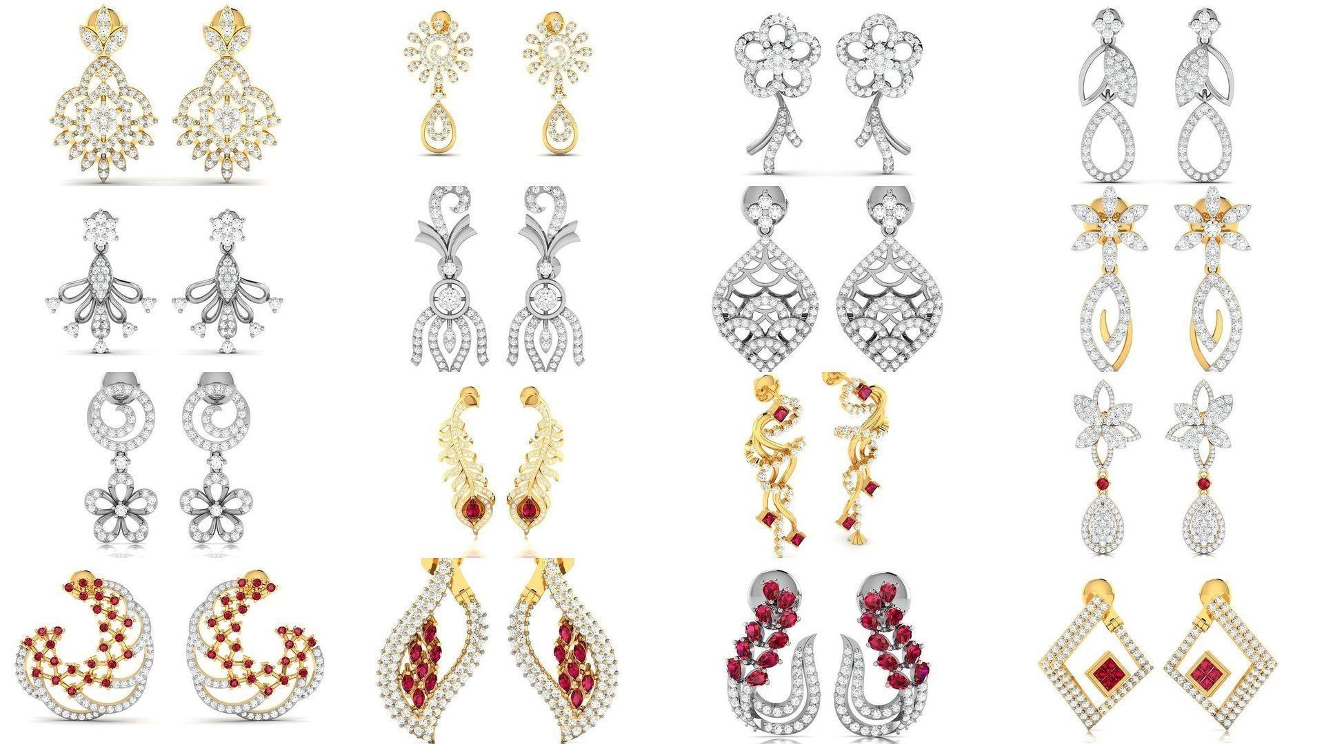 125 Drops Earrings 3dm STL FBX OBJ Detail Bulk Collection _31