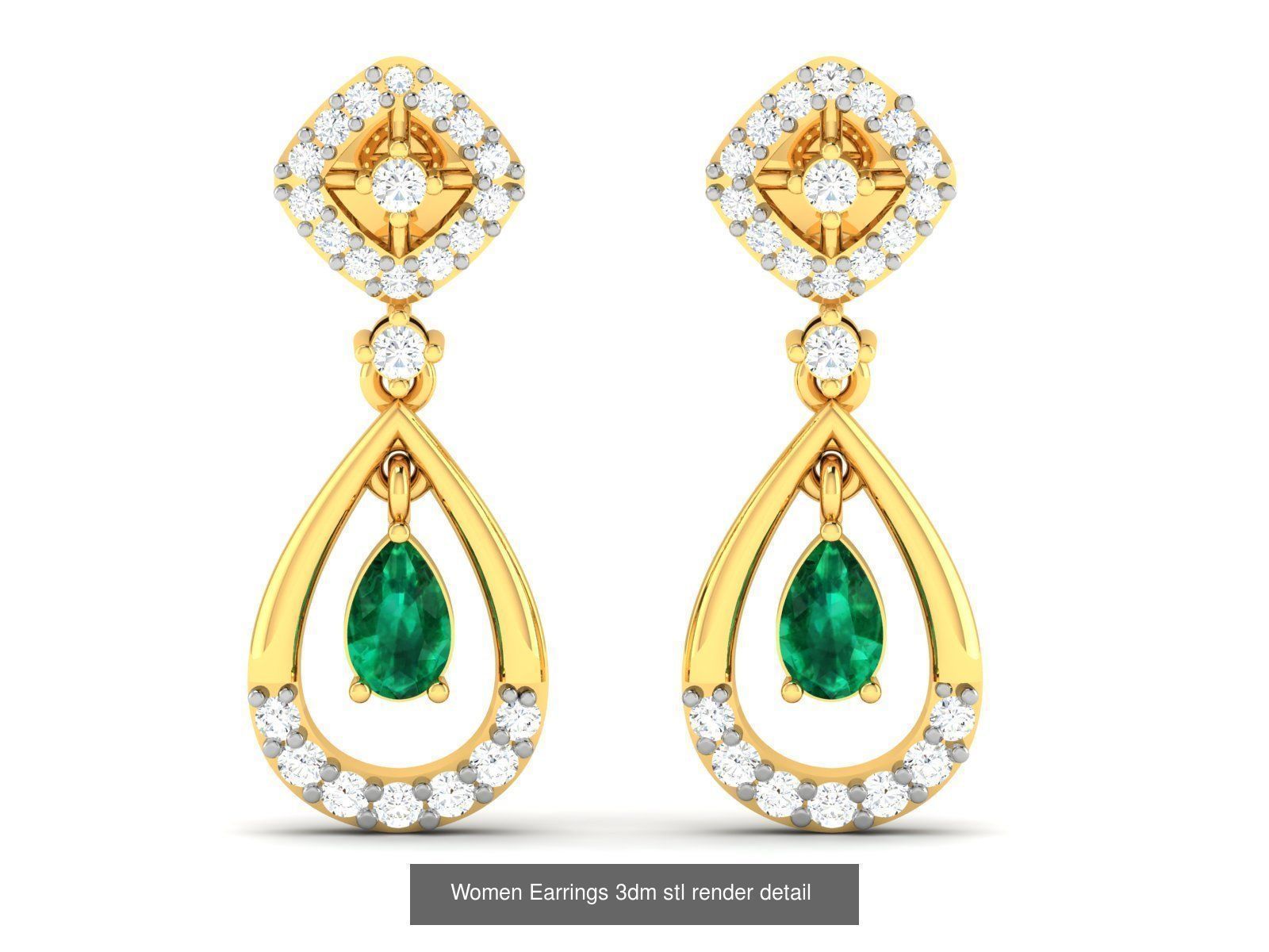 125 Drops Earrings 3dm STL FBX OBJ Detail Bulk Collection _114