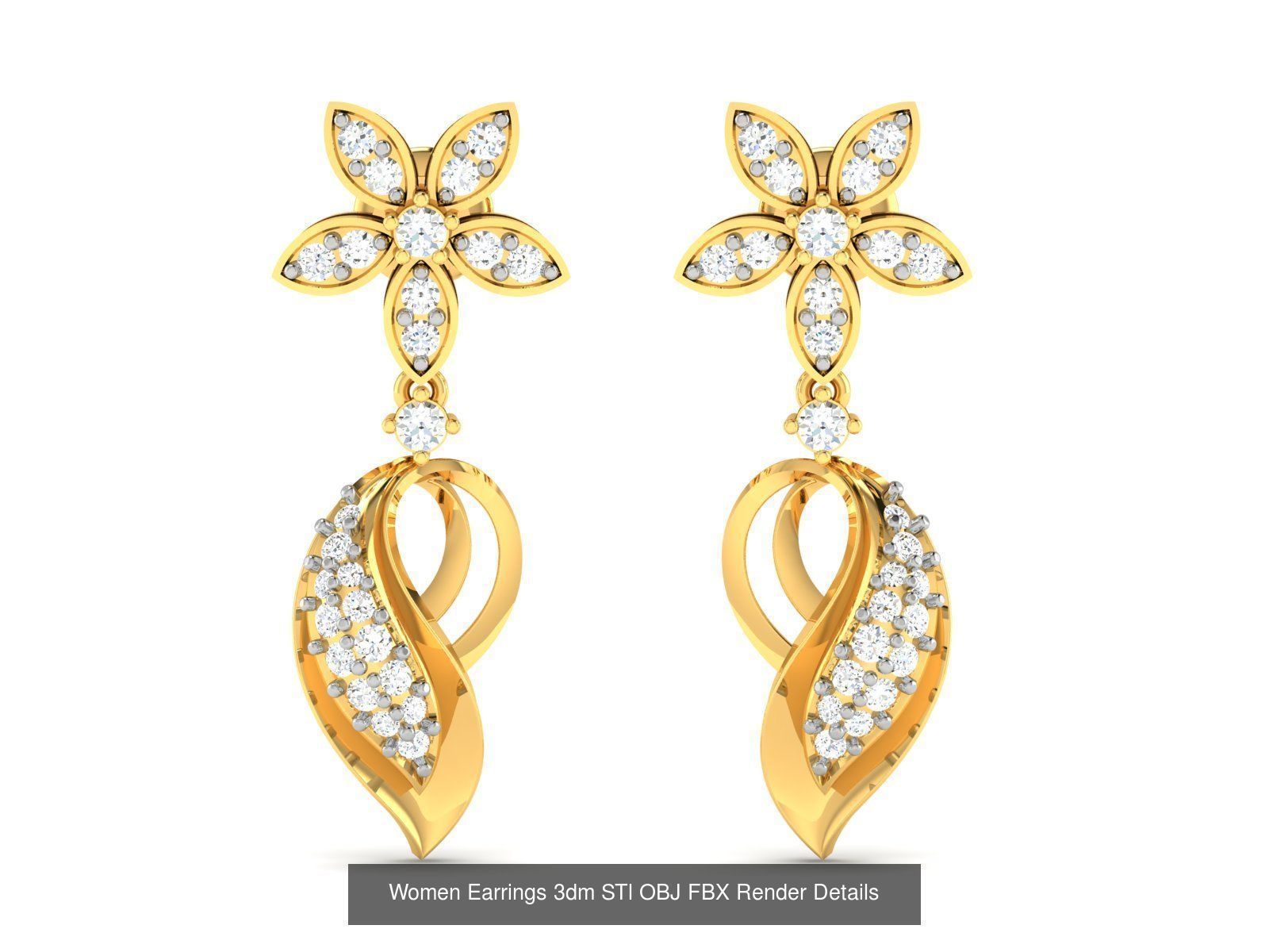 125 Drops Earrings 3dm STL FBX OBJ Detail Bulk Collection _130