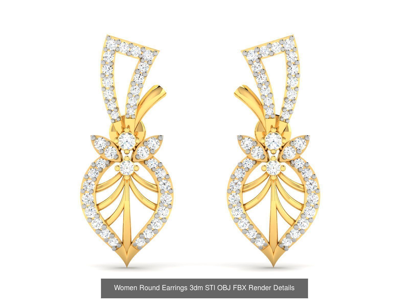 125 Drops Earrings 3dm STL FBX OBJ Detail Bulk Collection _124