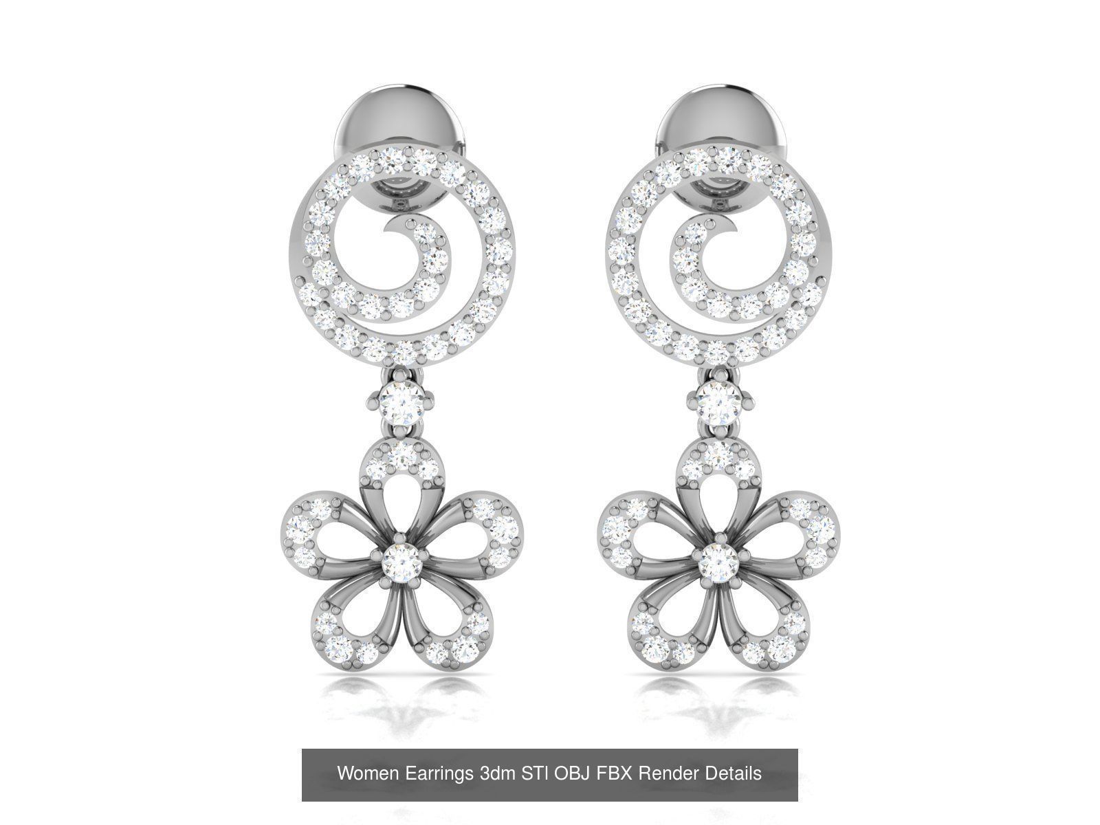 125 Drops Earrings 3dm STL FBX OBJ Detail Bulk Collection _140