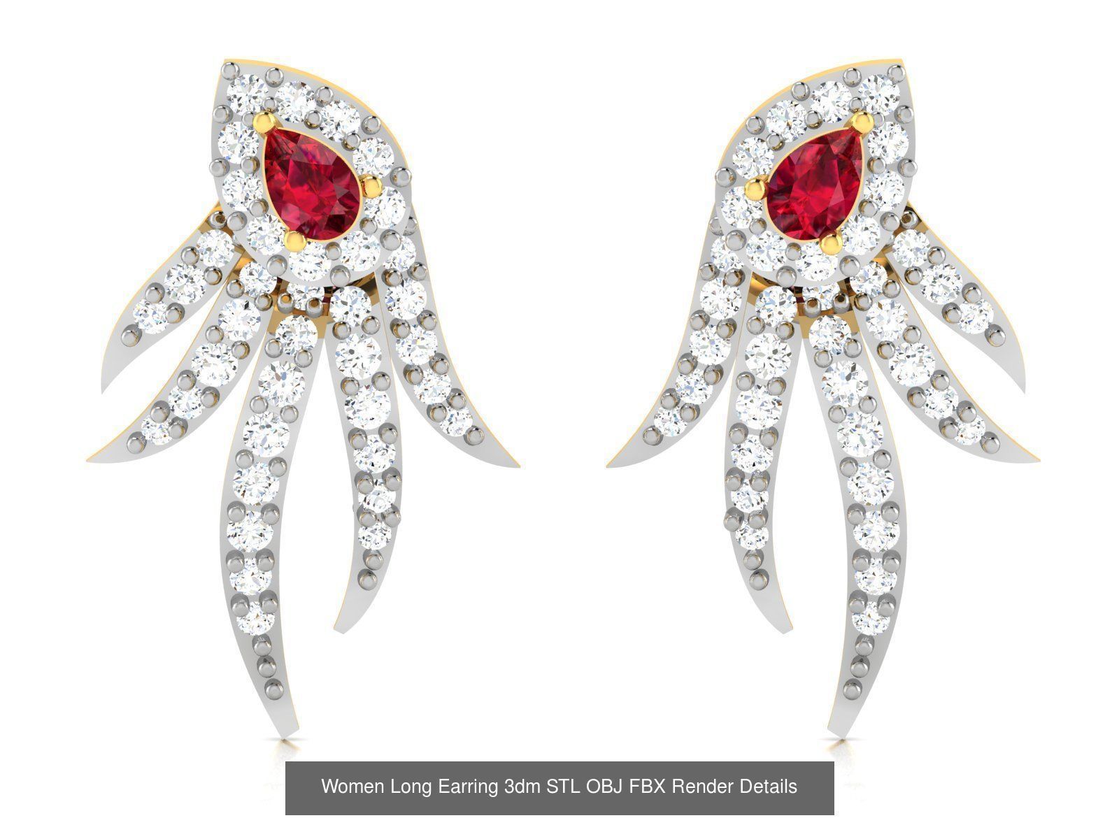 125 Drops Earrings 3dm STL FBX OBJ Detail Bulk Collection _150