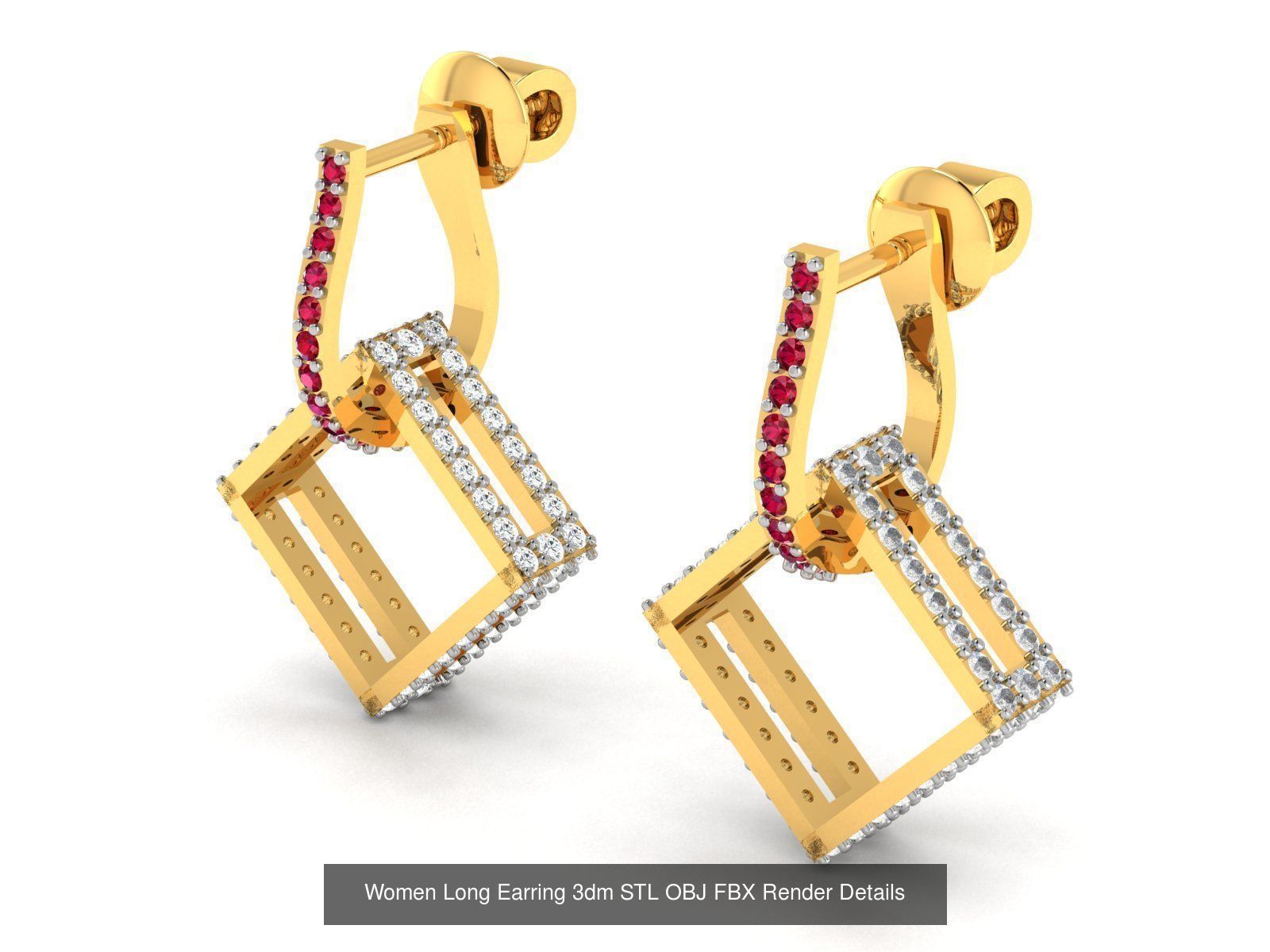 125 Drops Earrings 3dm STL FBX OBJ Detail Bulk Collection _149