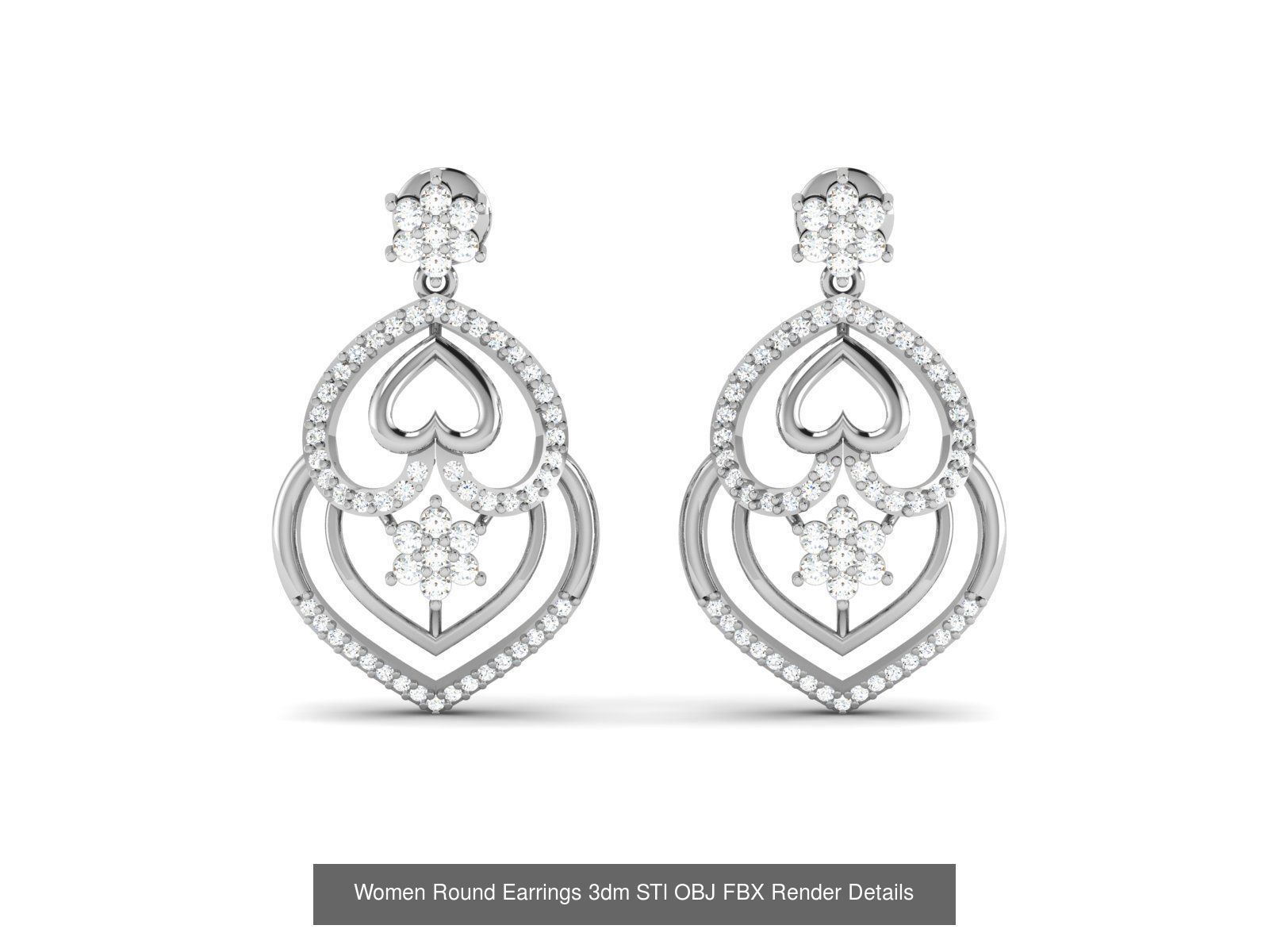 125 Drops Earrings 3dm STL FBX OBJ Detail Bulk Collection _125