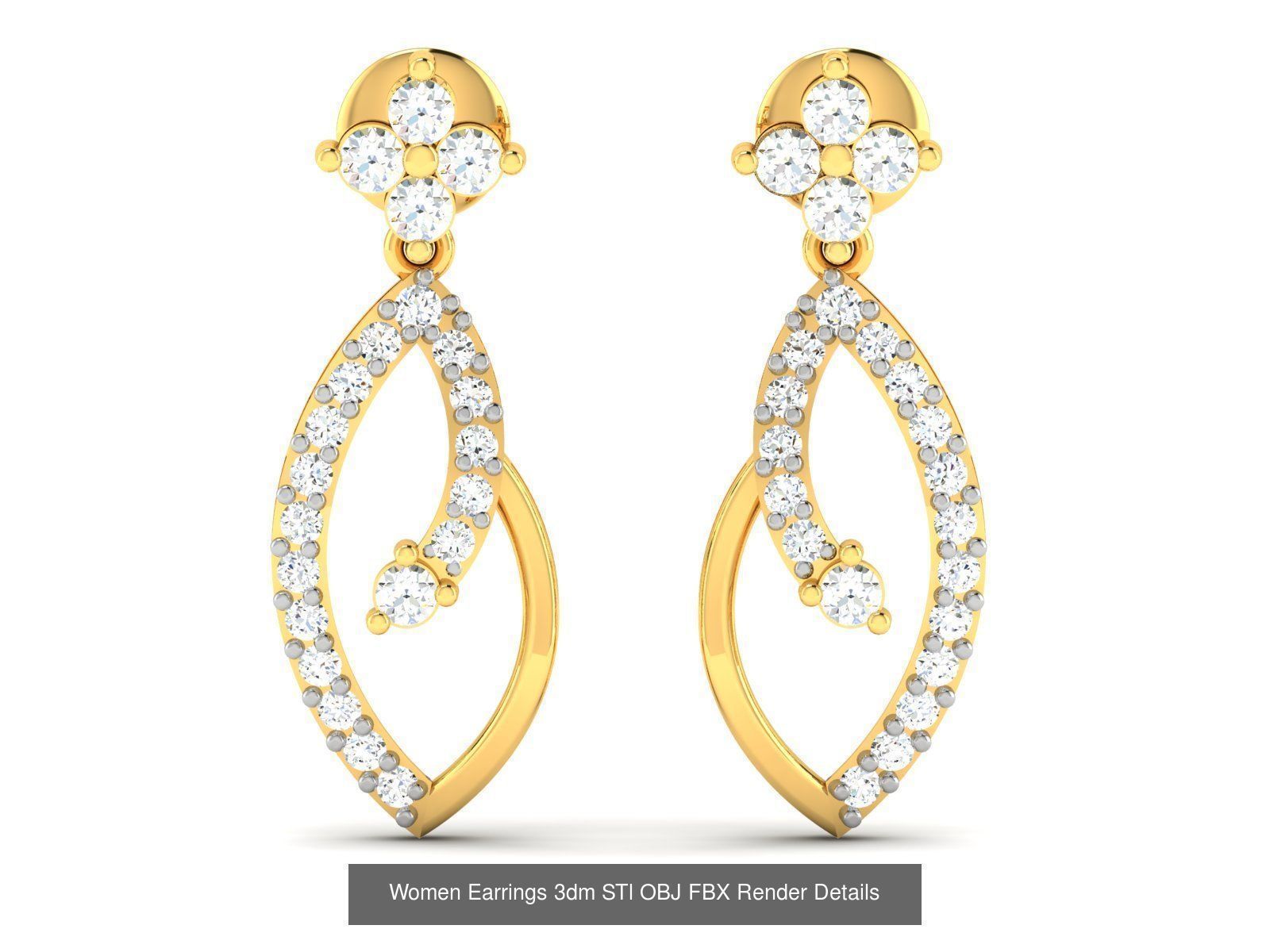 125 Drops Earrings 3dm STL FBX OBJ Detail Bulk Collection _126